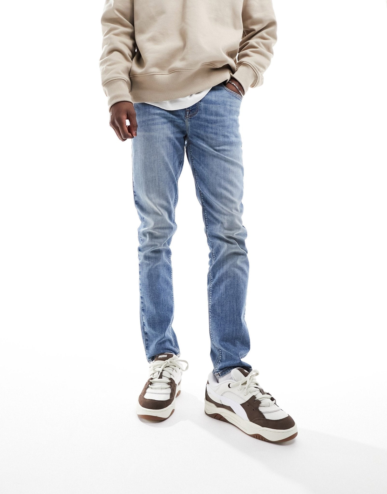 ASOS DESIGN skinny jeans in mid wash blue - ASOS Sample Sale