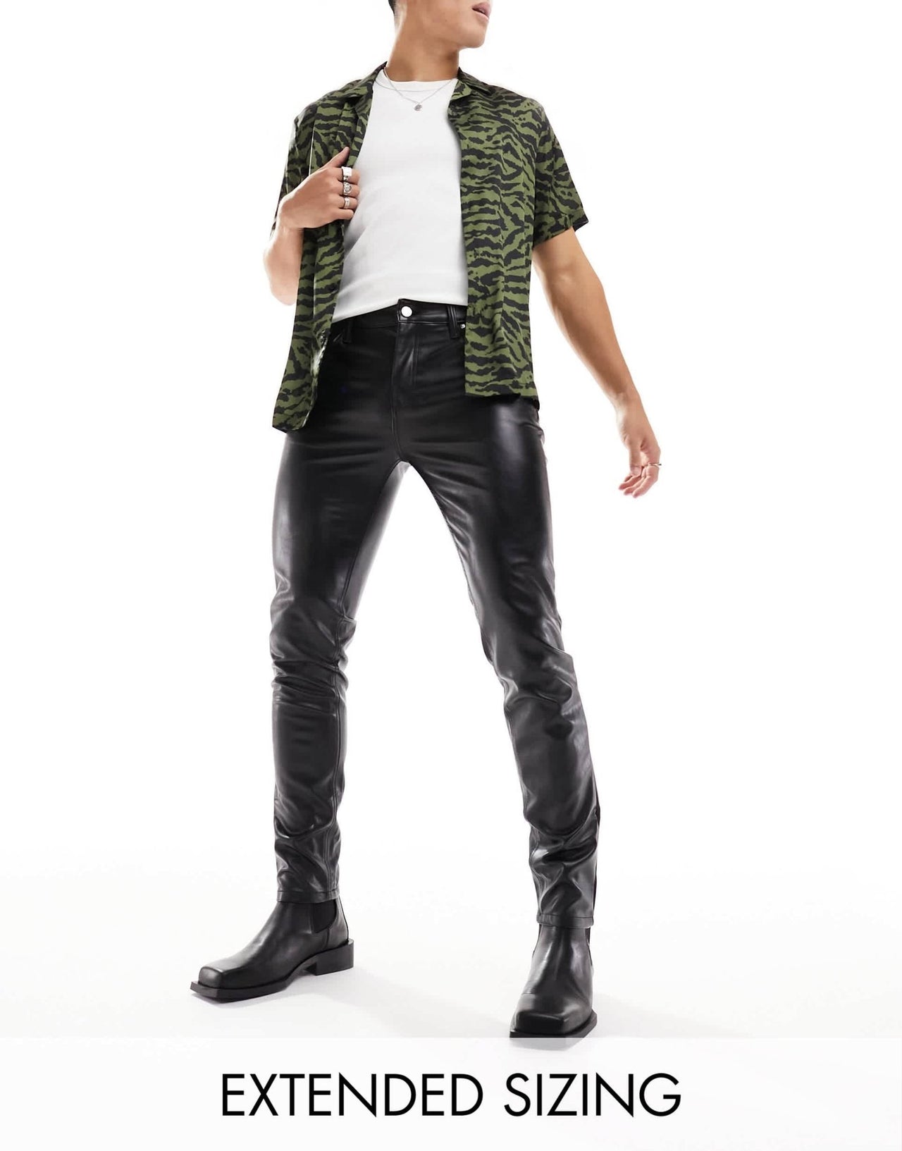 ASOS DESIGN skinny leather look jeans in black - ASOS Sample Sale