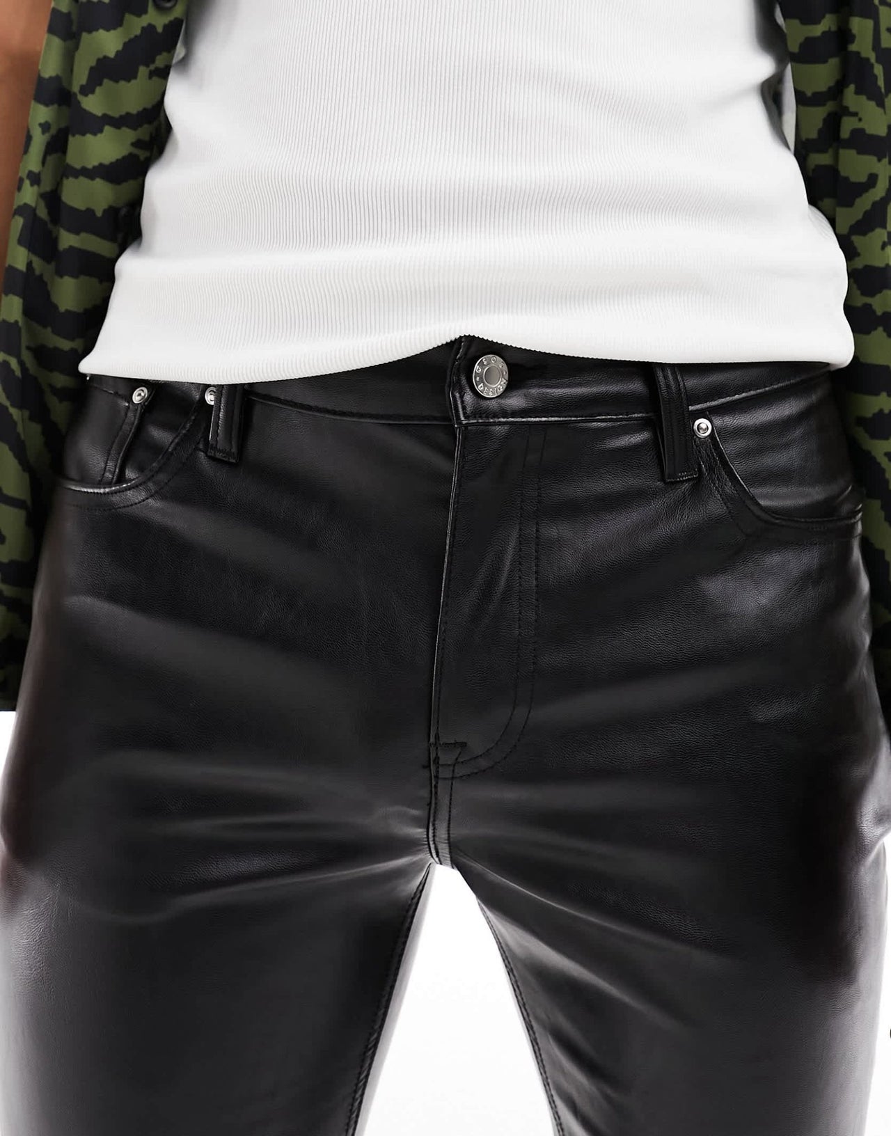ASOS DESIGN skinny leather look jeans in black - ASOS Sample Sale