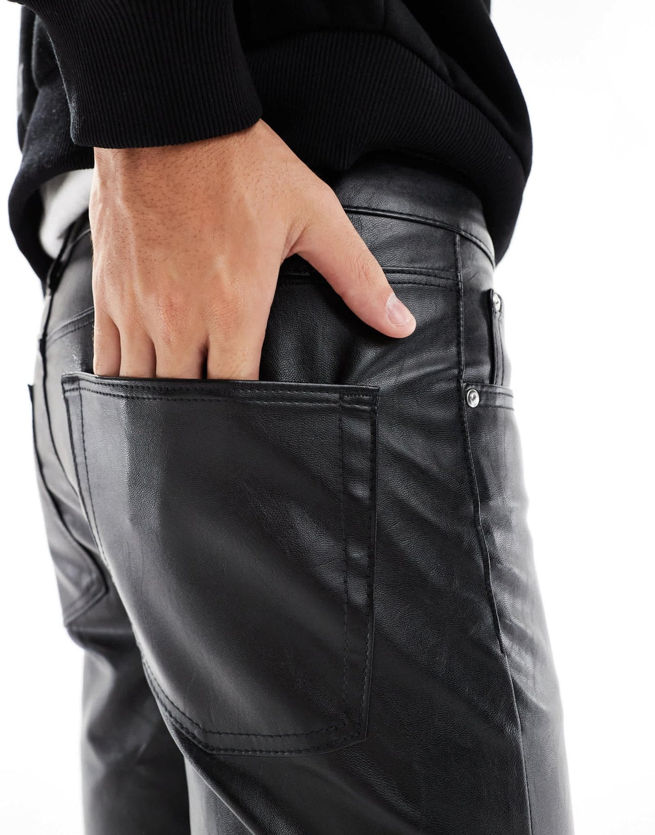 ASOS DESIGN skinny leather look trouser in black - ASOS Sample Sale