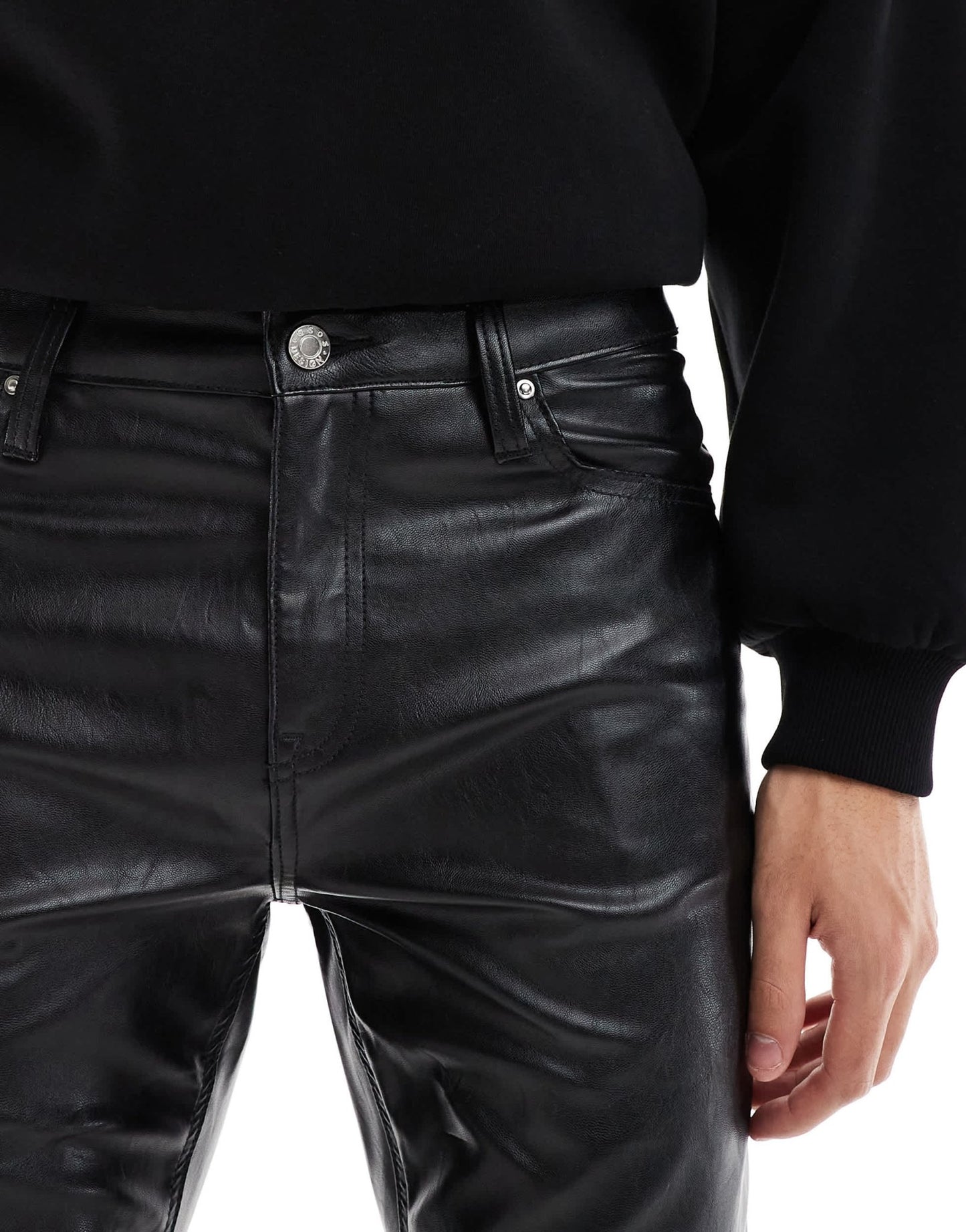 ASOS DESIGN skinny leather look trouser in black - ASOS Sample Sale