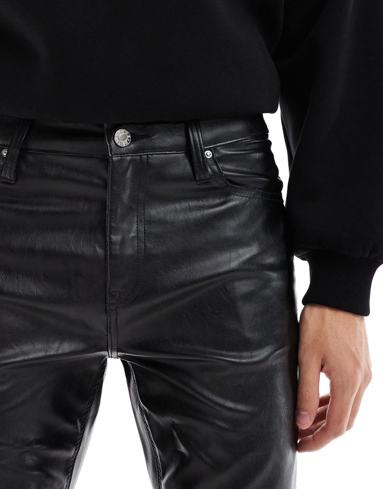 ASOS DESIGN skinny leather look trouser in black - ASOS Sample Sale