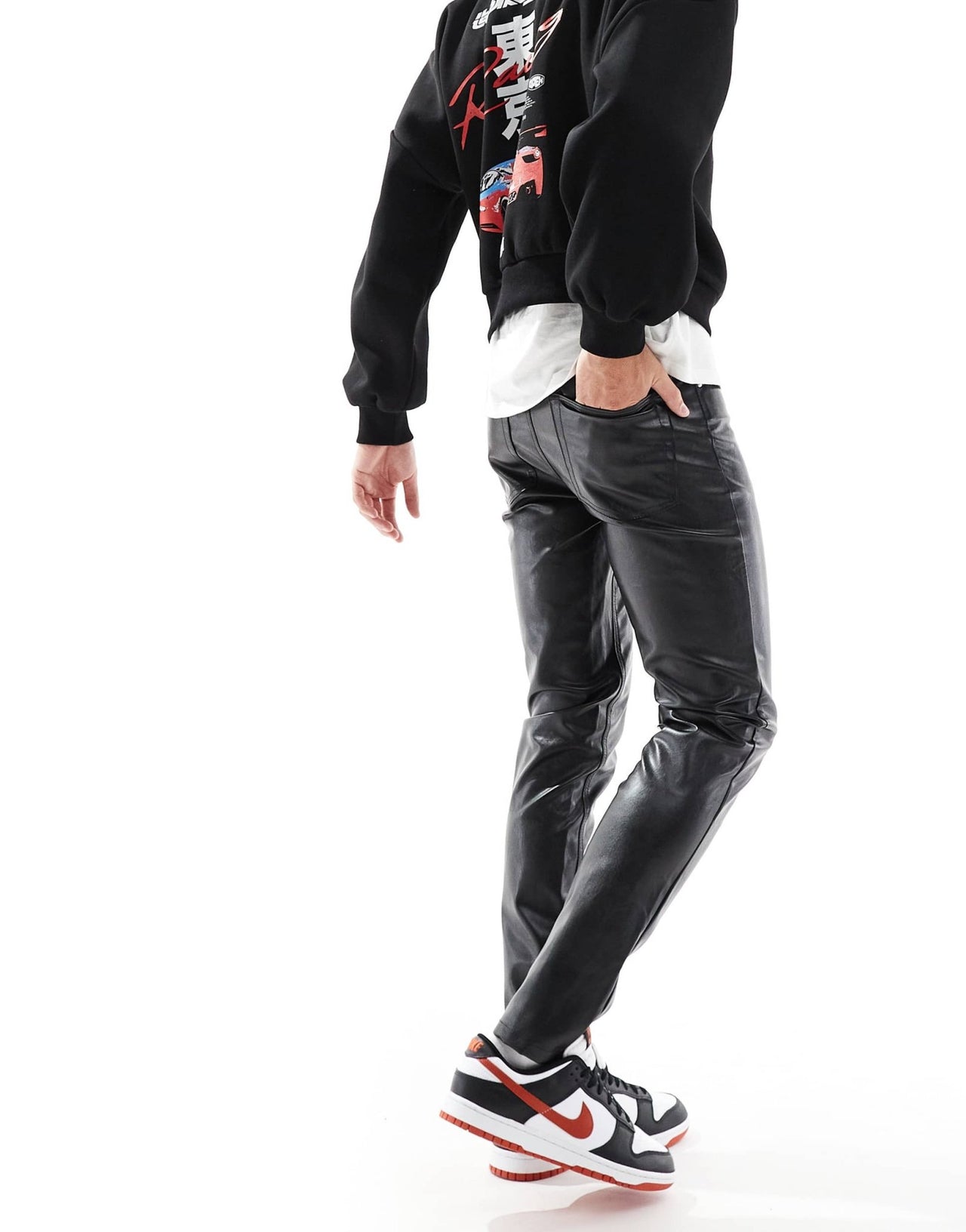 ASOS DESIGN skinny leather look trouser in black - ASOS Sample Sale