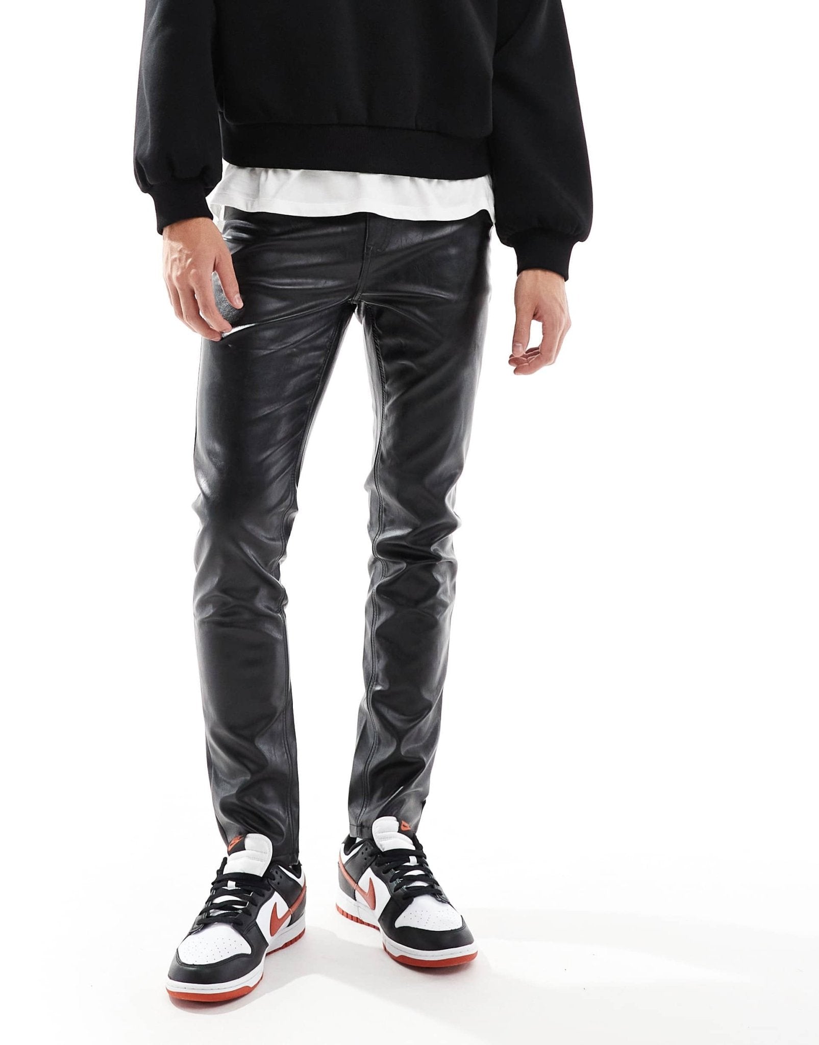 ASOS DESIGN skinny leather look trouser in black - ASOS Sample Sale