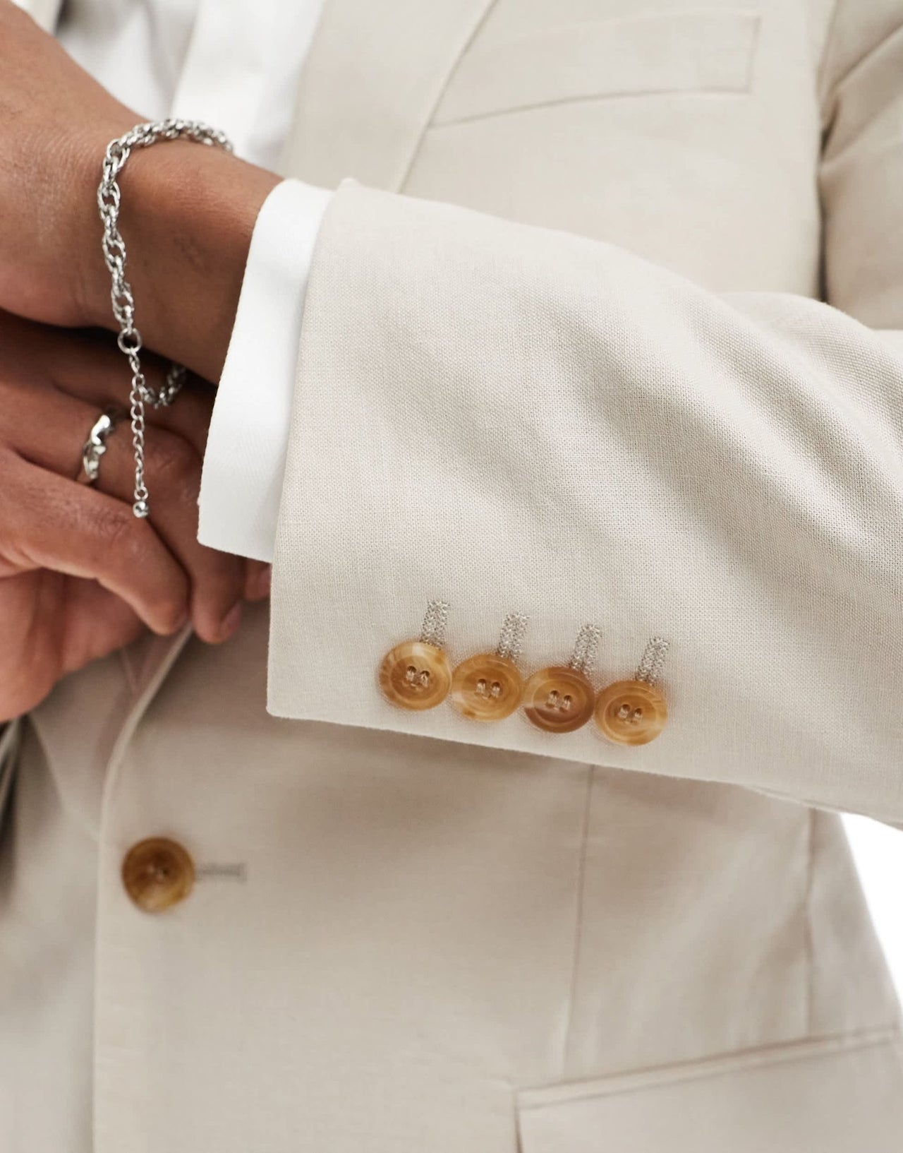 ASOS DESIGN skinny linen mix suit jacket in stone - ASOS Sample Sale