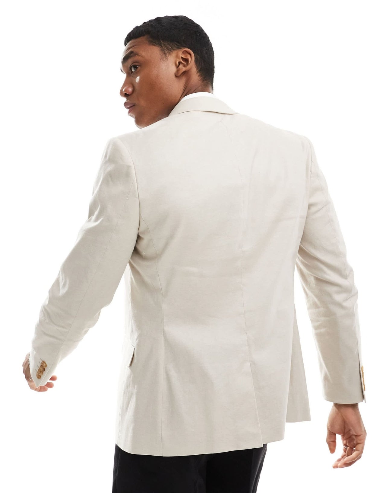 ASOS DESIGN skinny linen mix suit jacket in stone - ASOS Sample Sale