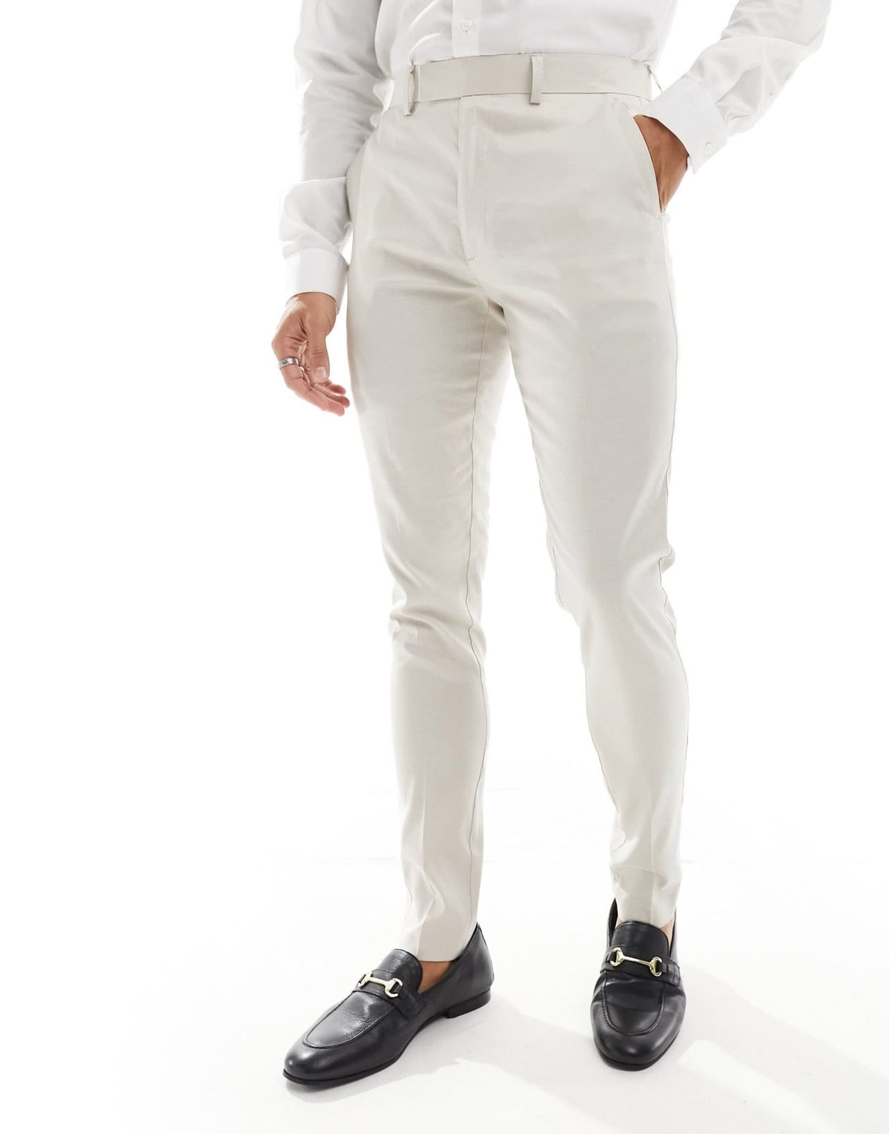 ASOS DESIGN skinny linen mix suit trousers in stone - ASOS Sample Sale