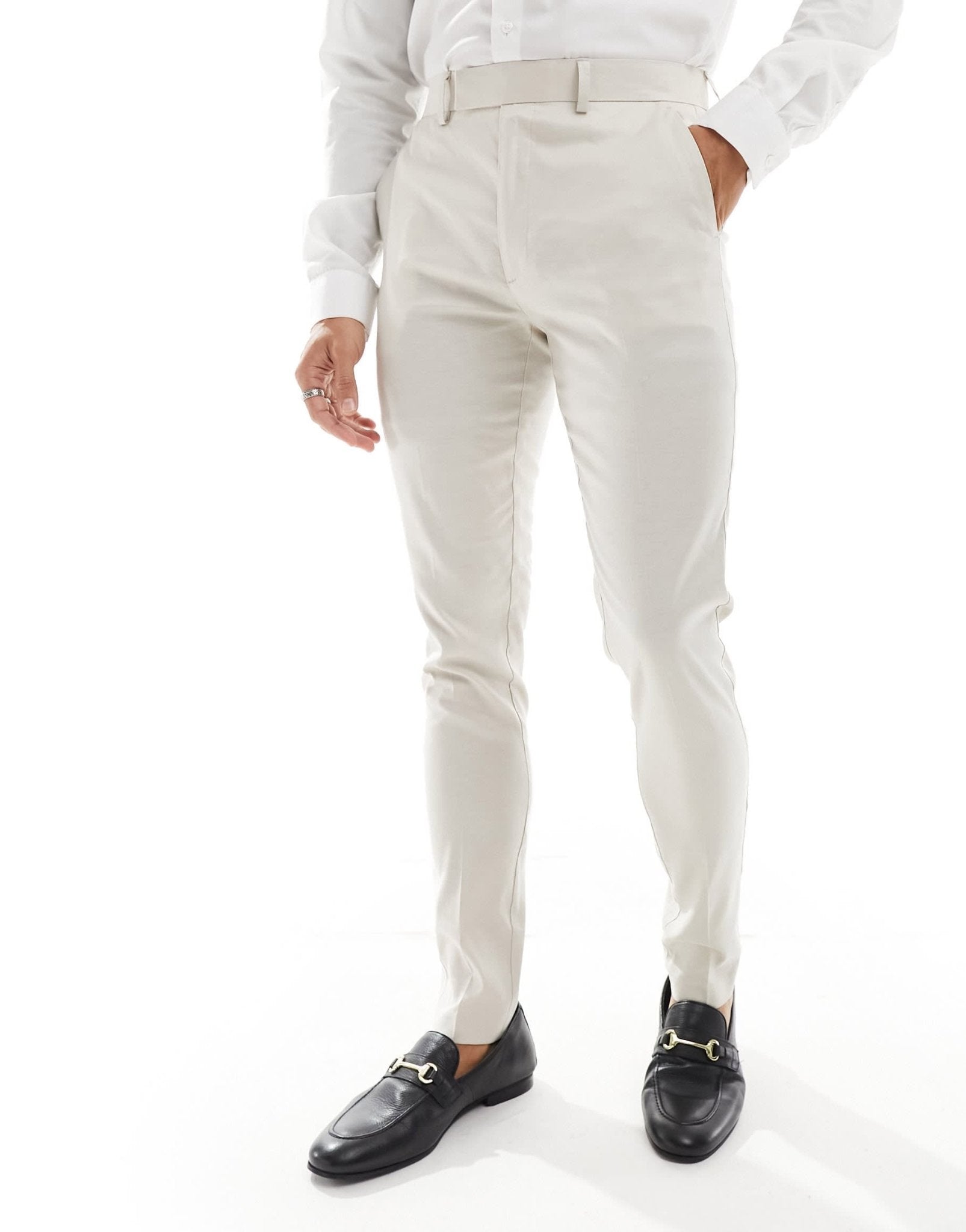ASOS DESIGN skinny linen mix suit trousers in stone - ASOS Sample Sale