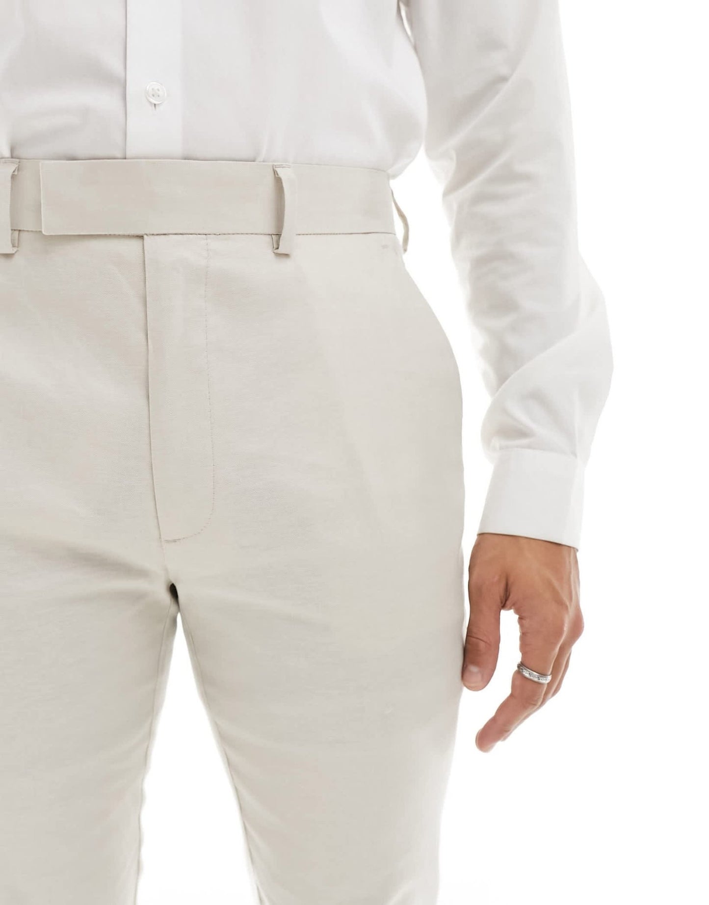 ASOS DESIGN skinny linen mix suit trousers in stone - ASOS Sample Sale