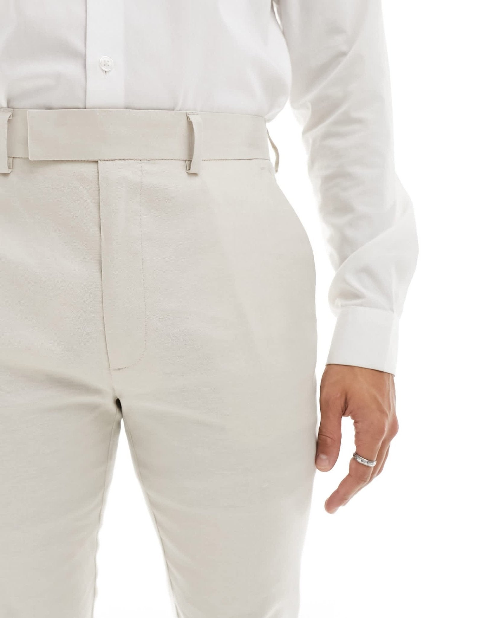 ASOS DESIGN skinny linen mix suit trousers in stone - ASOS Sample Sale