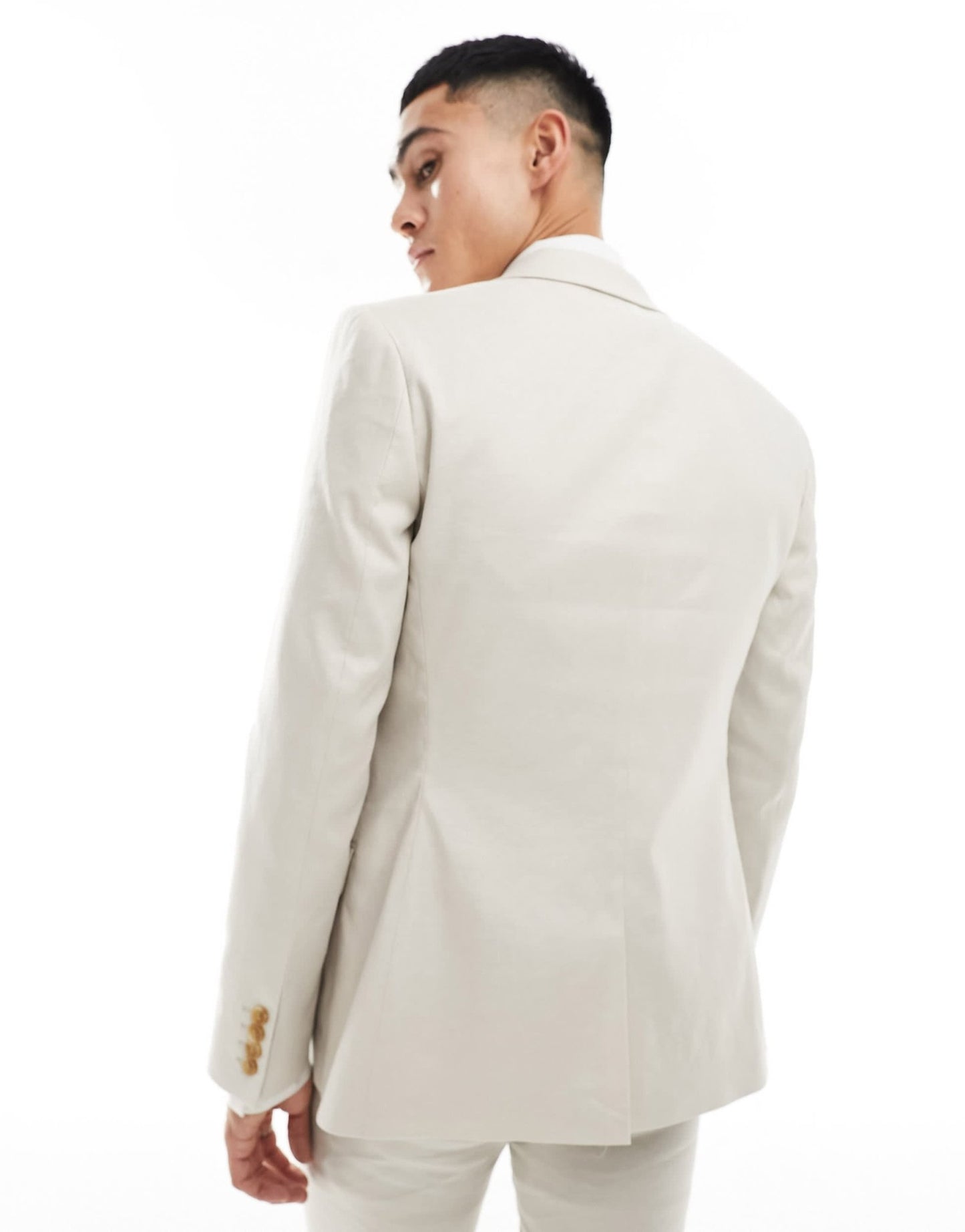 ASOS DESIGN skinny linen suit jacket in stone - ASOS Sample Sale