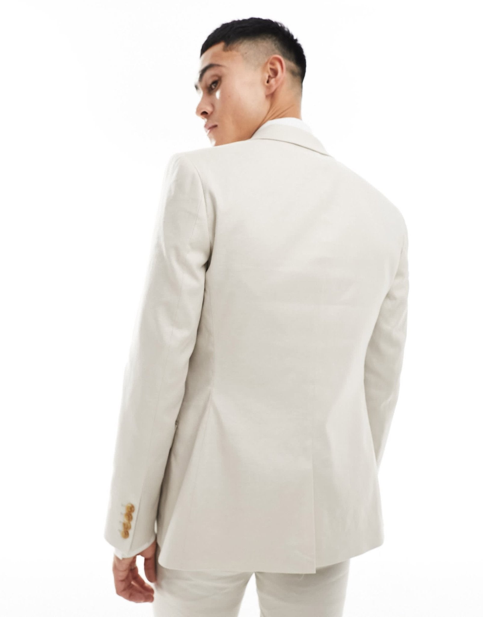 ASOS DESIGN skinny linen suit jacket in stone - ASOS Sample Sale