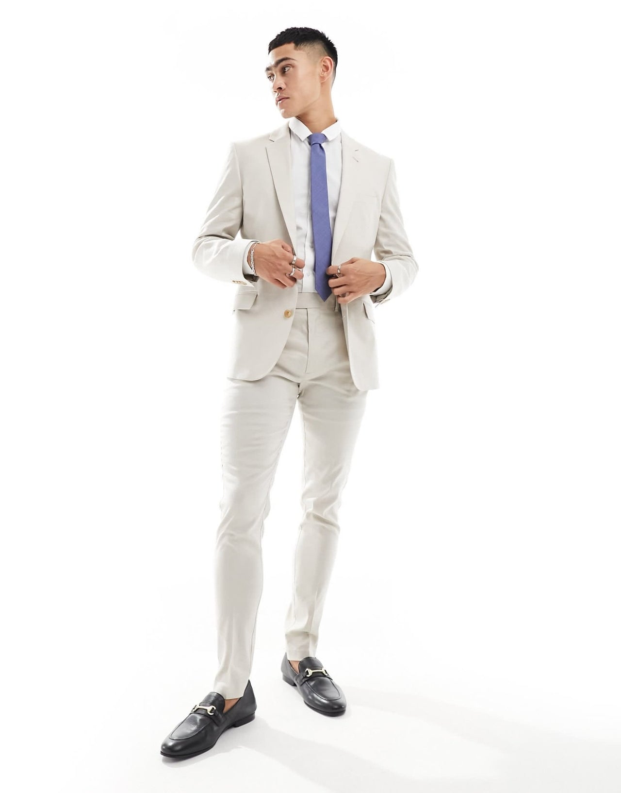 ASOS DESIGN skinny linen suit jacket in stone - ASOS Sample Sale