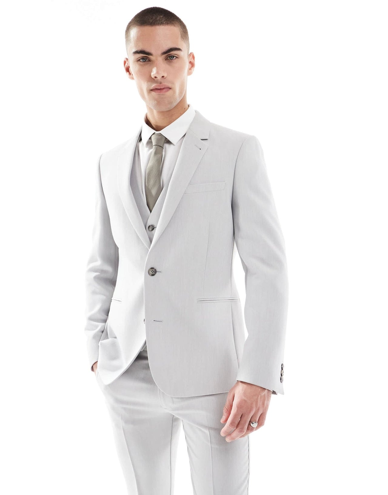 ASOS DESIGN skinny suit jacket in light grey microtexture - ASOS Sample Sale
