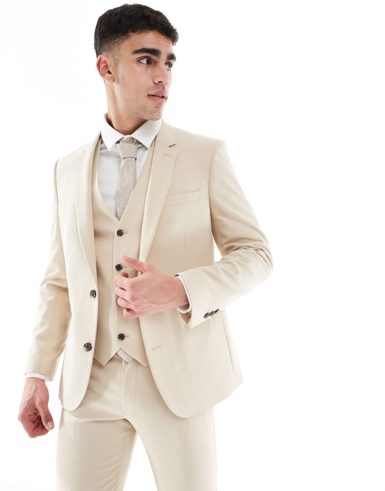 ASOS DESIGN skinny suit jacket in stone - ASOS Sample Sale