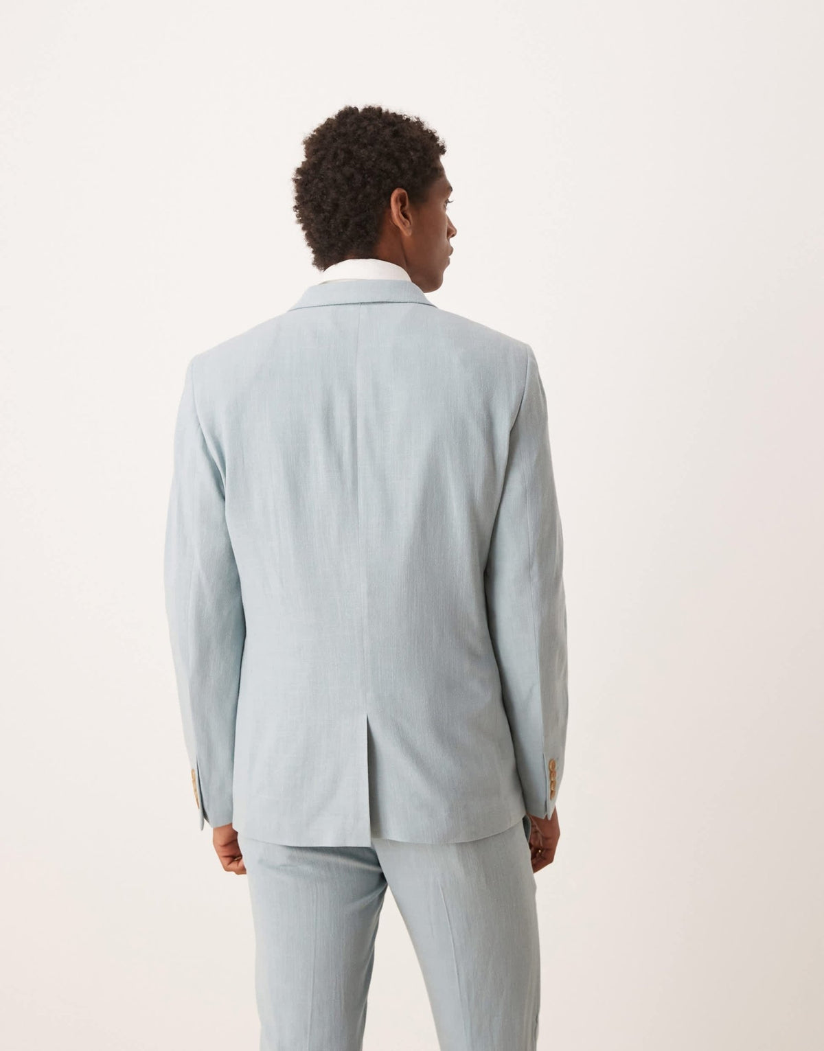 ASOS DESIGN skinny suit jacket with linen in light blue microtexture - ASOS Sample Sale