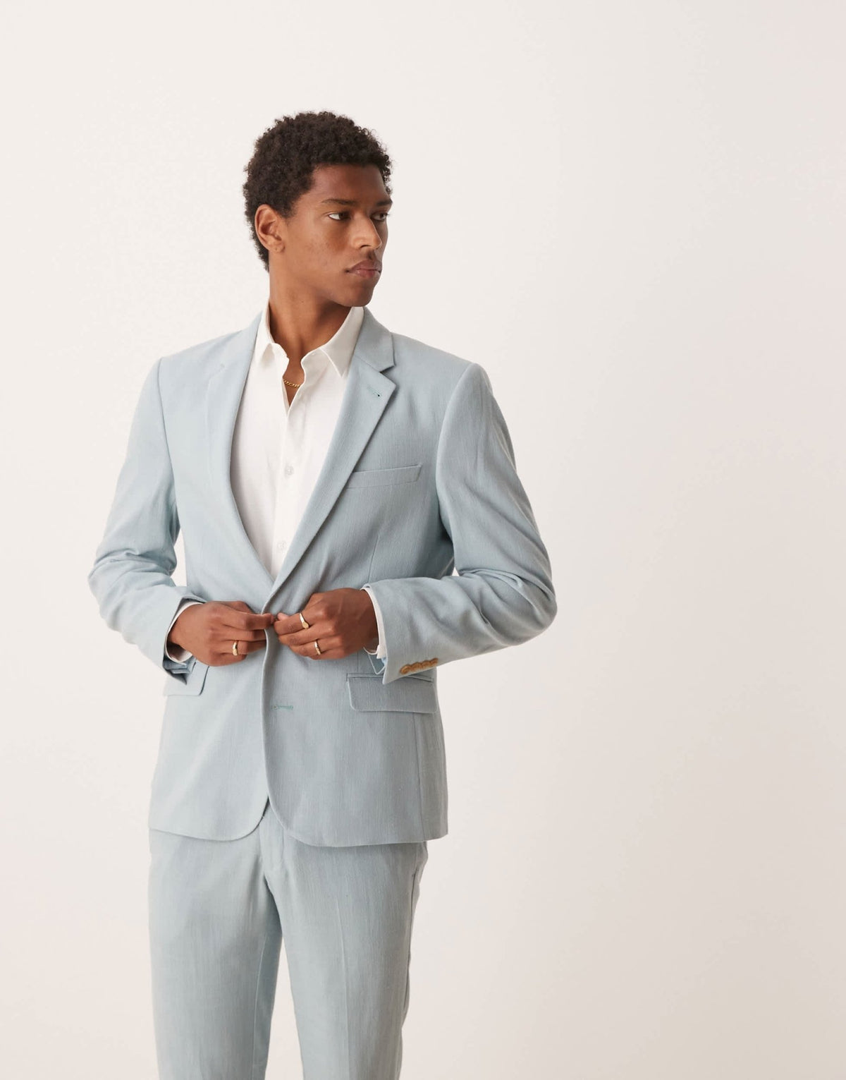 ASOS DESIGN skinny suit jacket with linen in light blue microtexture - ASOS Sample Sale