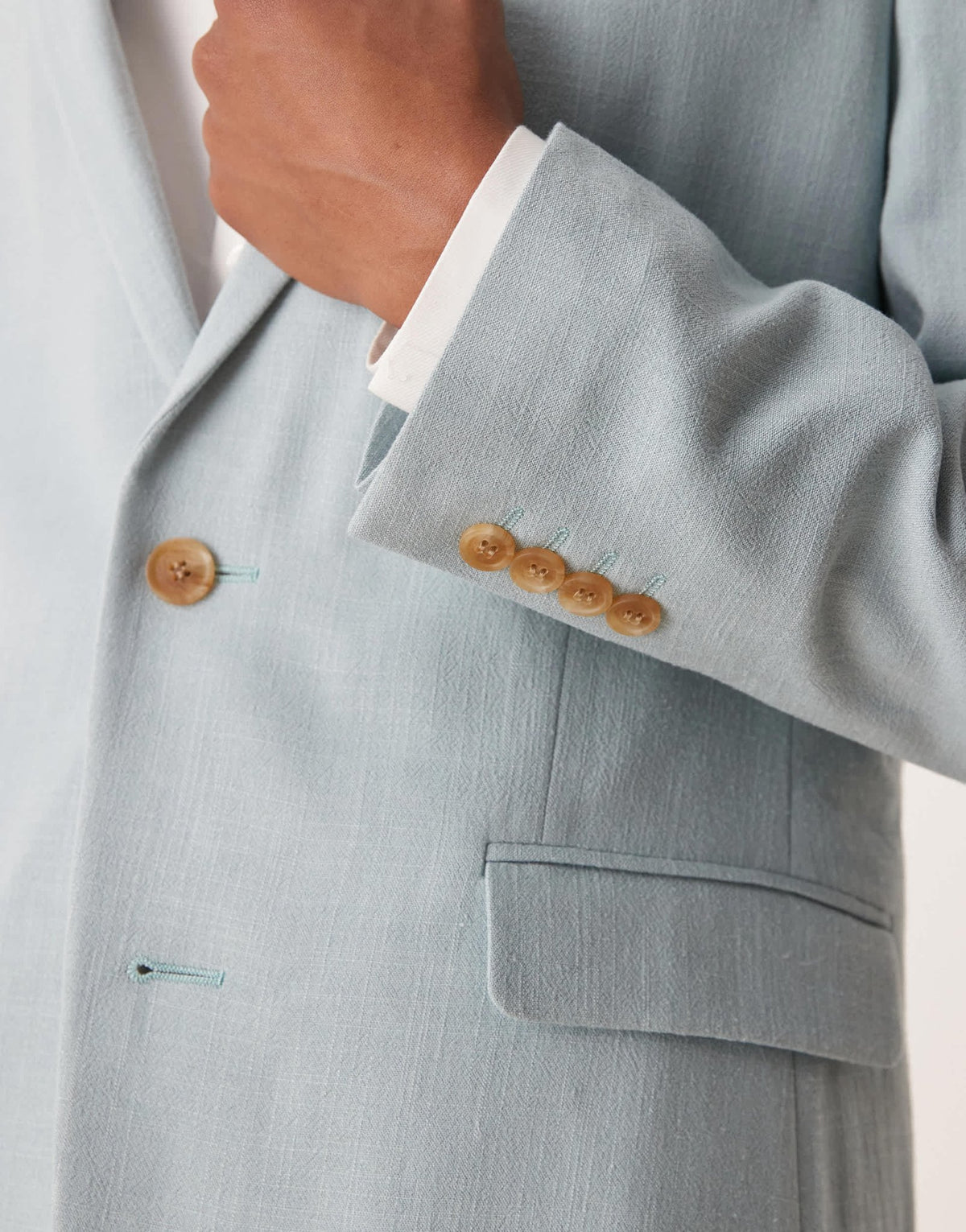 ASOS DESIGN skinny suit jacket with linen in light blue microtexture - ASOS Sample Sale