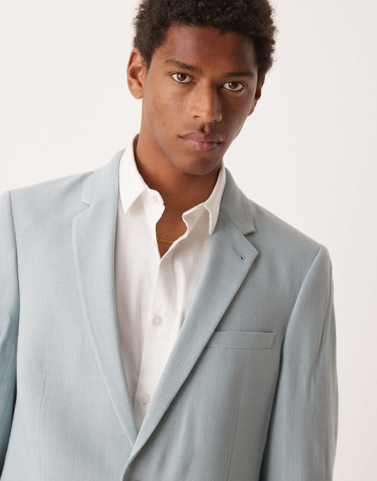 ASOS DESIGN skinny suit jacket with linen in light blue microtexture - ASOS Sample Sale
