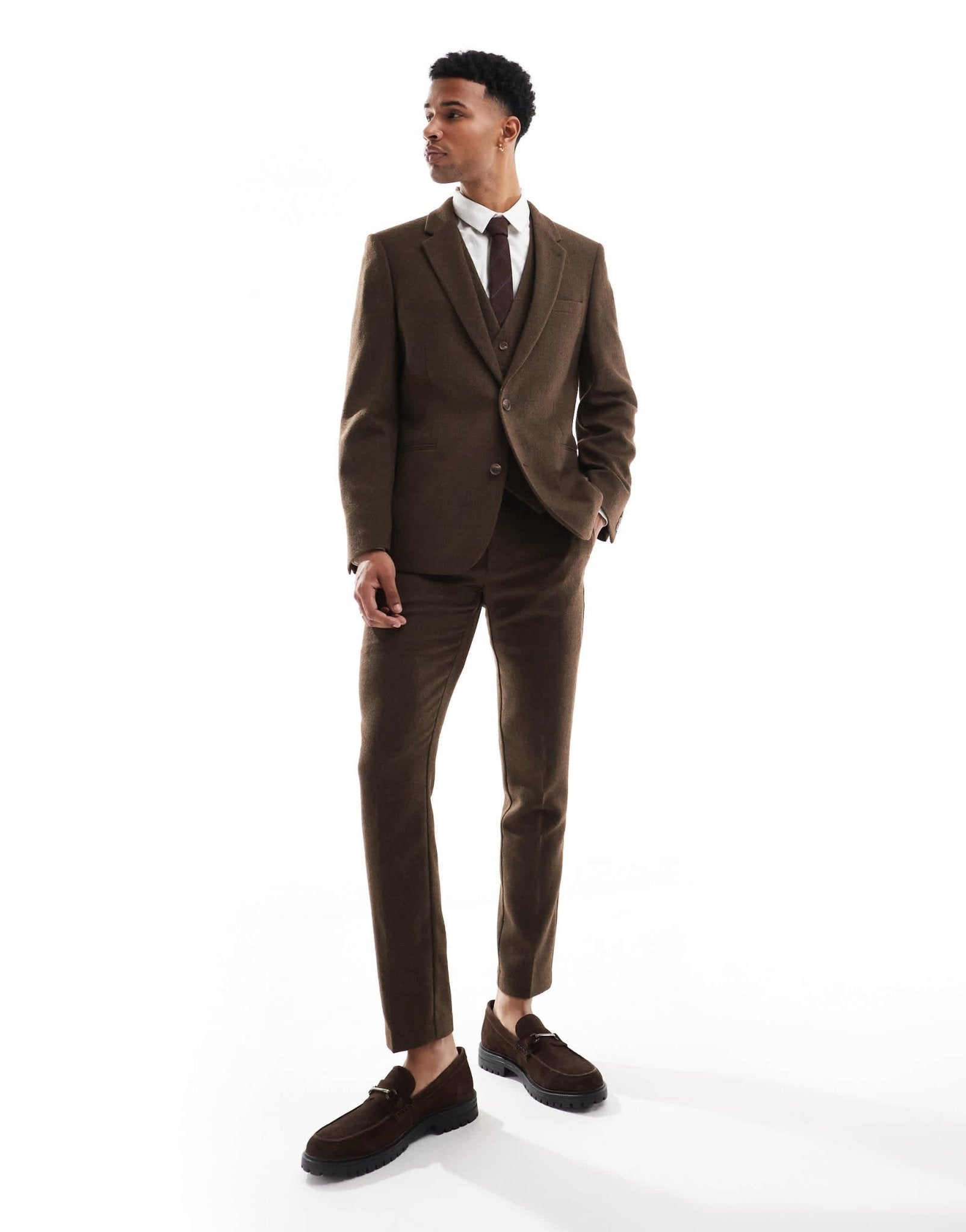 ASOS DESIGN skinny suit jacket with wool in brown twill - ASOS Sample Sale