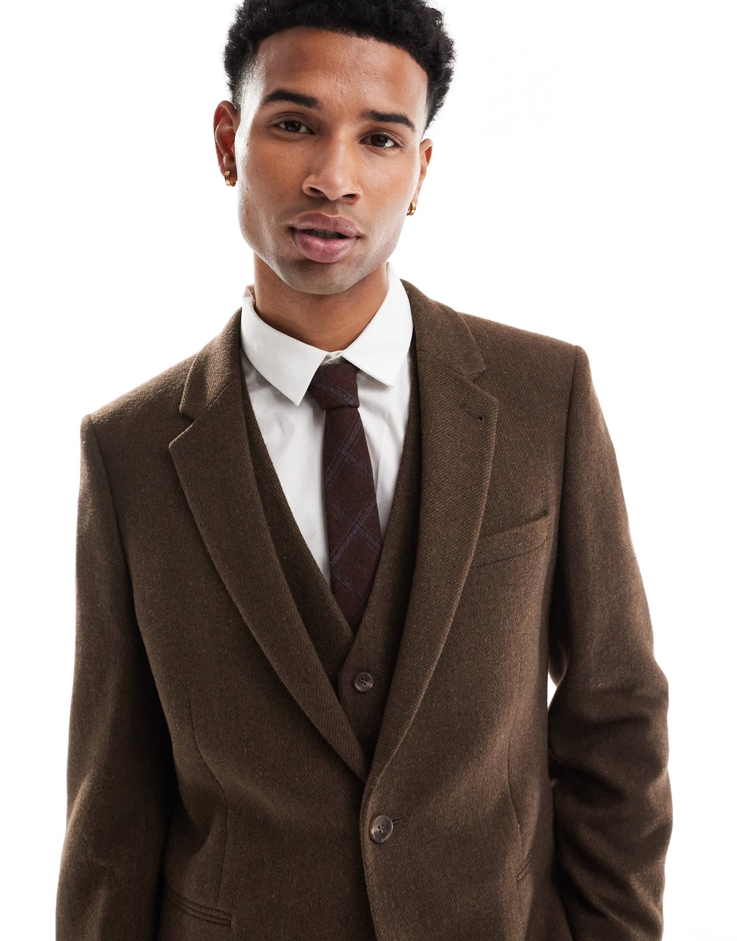 ASOS DESIGN skinny suit jacket with wool in brown twill - ASOS Sample Sale