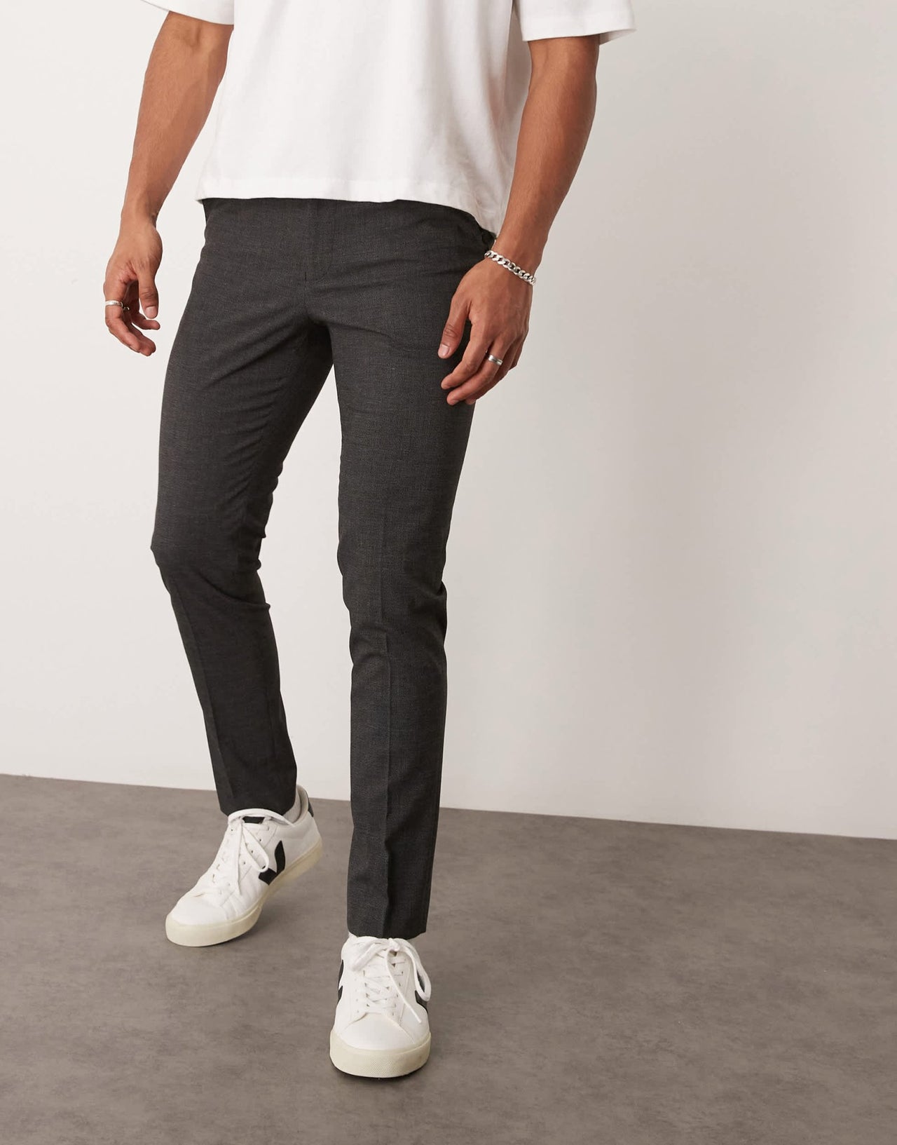 ASOS DESIGN skinny suit trousers in salt and pepper texture - ASOS Sample Sale