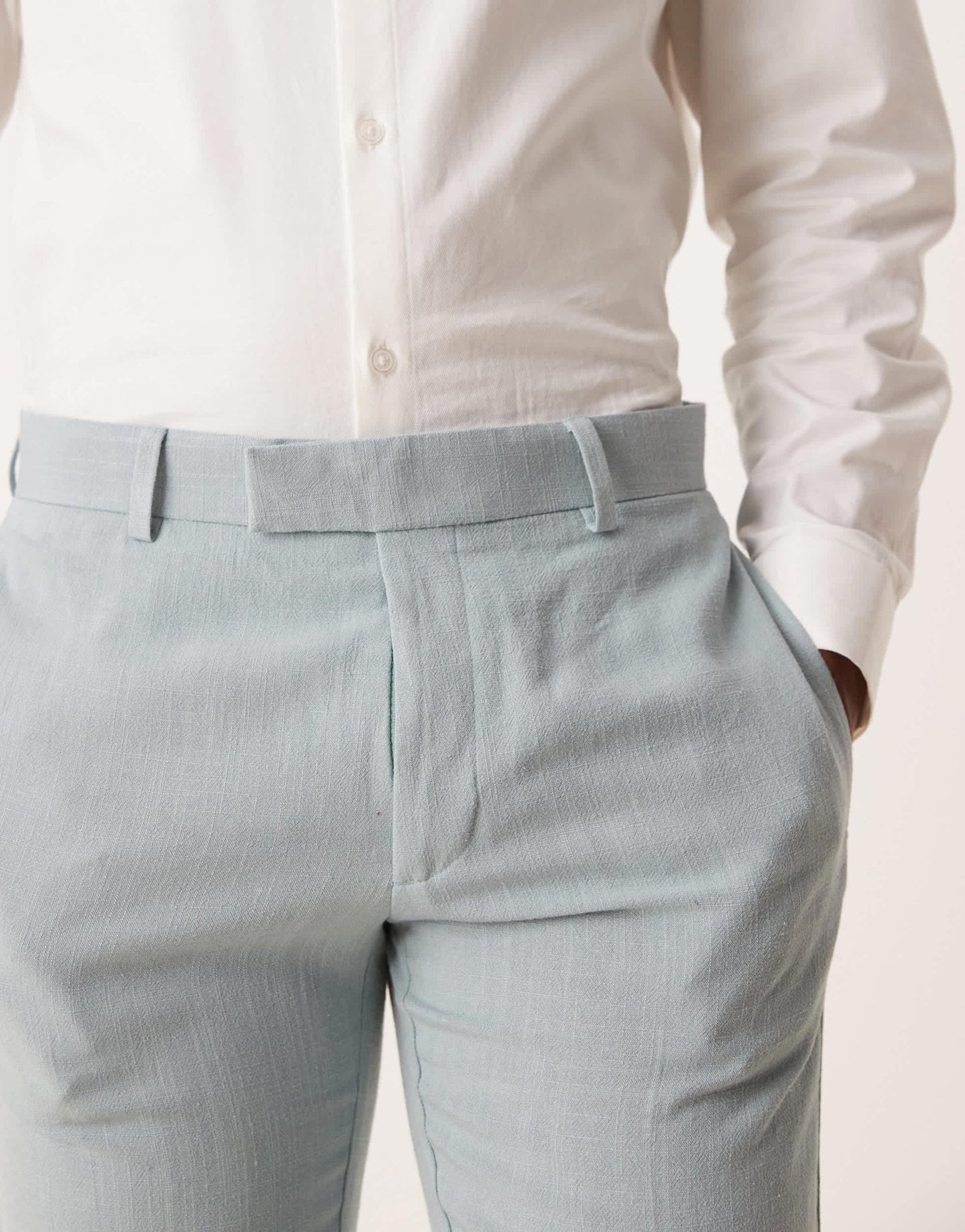ASOS DESIGN skinny suit trousers with linen in light blue microtexture - ASOS Sample Sale