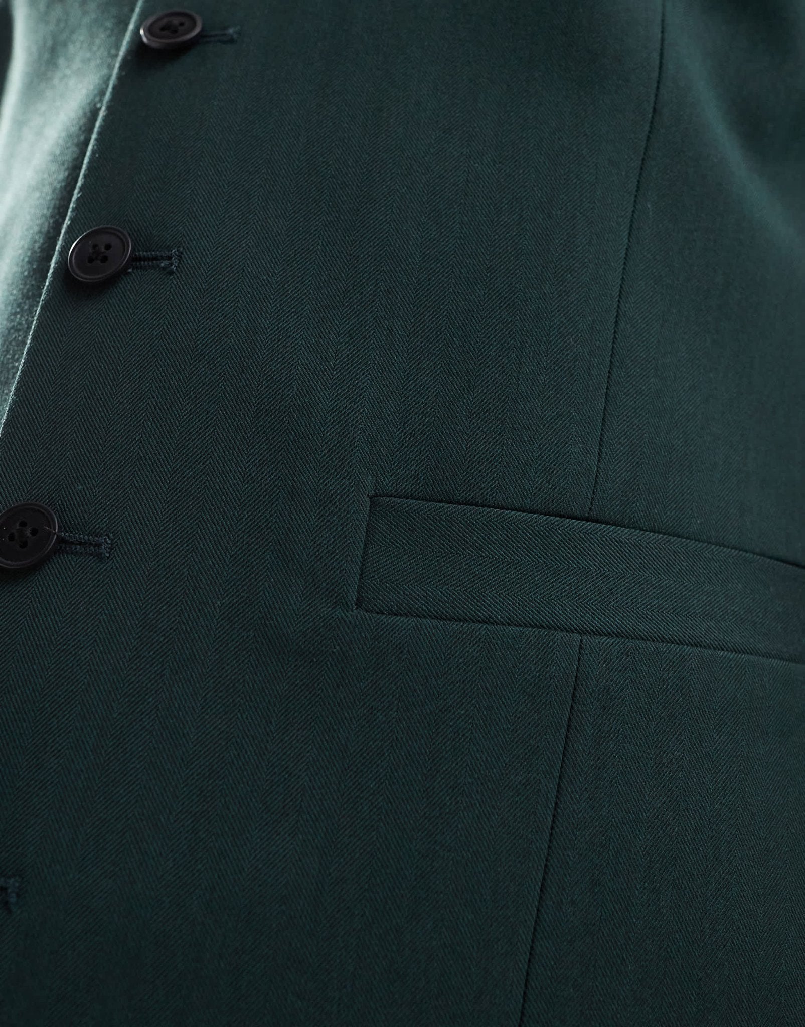 ASOS DESIGN skinny suit waistcoat in dark green herringbone - ASOS Sample Sale