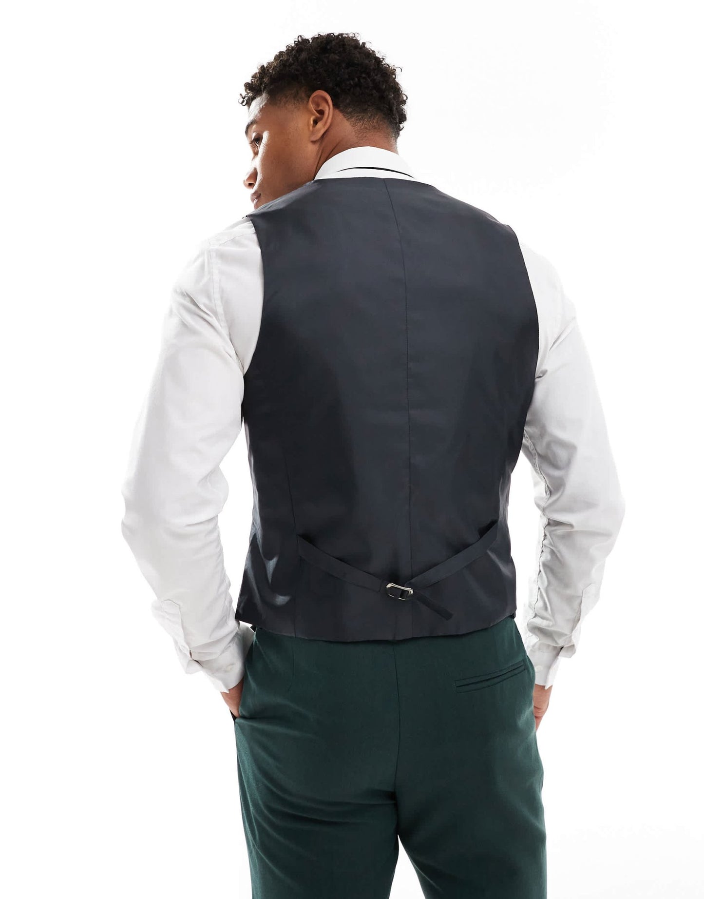 ASOS DESIGN skinny suit waistcoat in dark green herringbone - ASOS Sample Sale