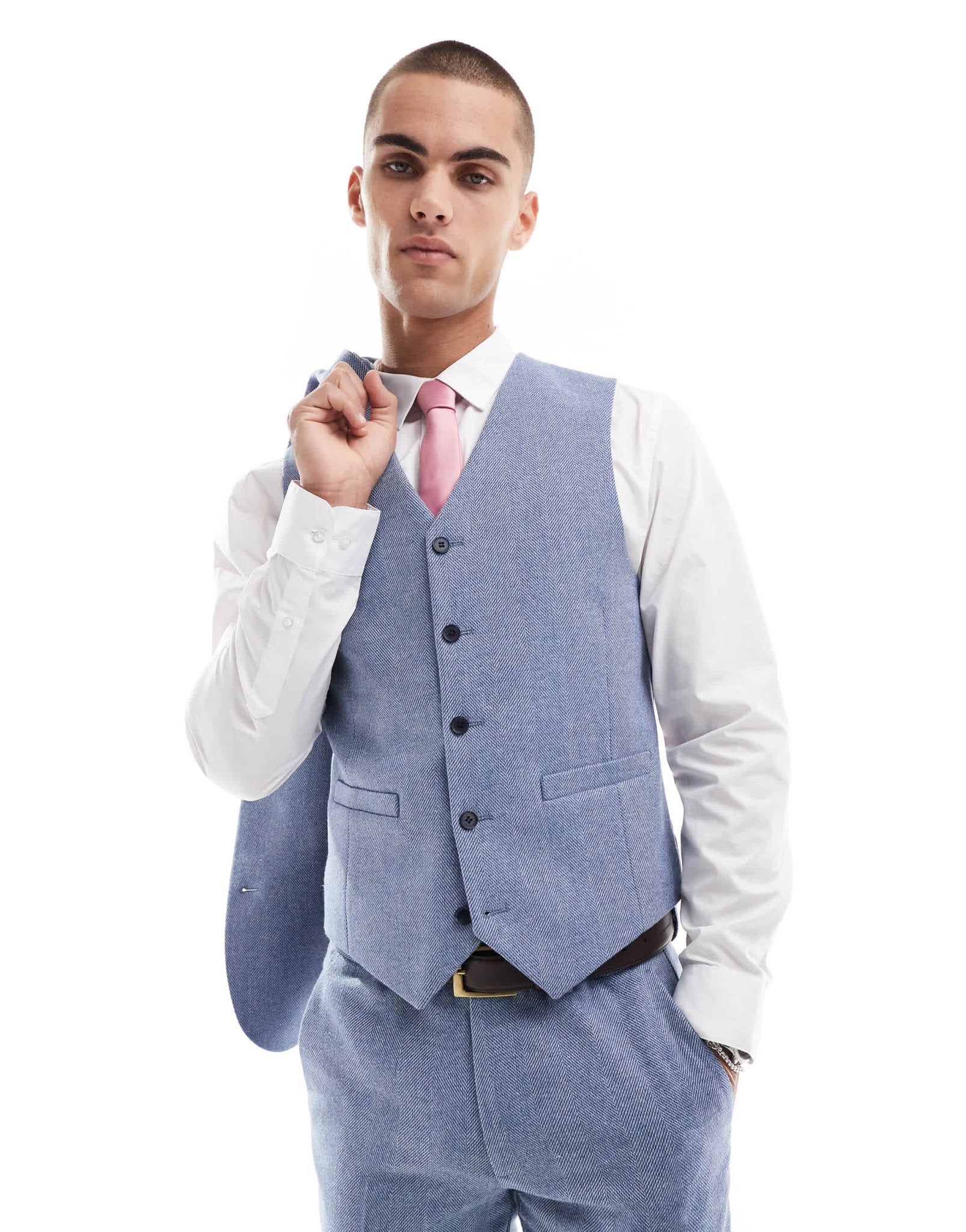 ASOS DESIGN skinny suit waistcoat with wool in blue - ASOS Sample Sale