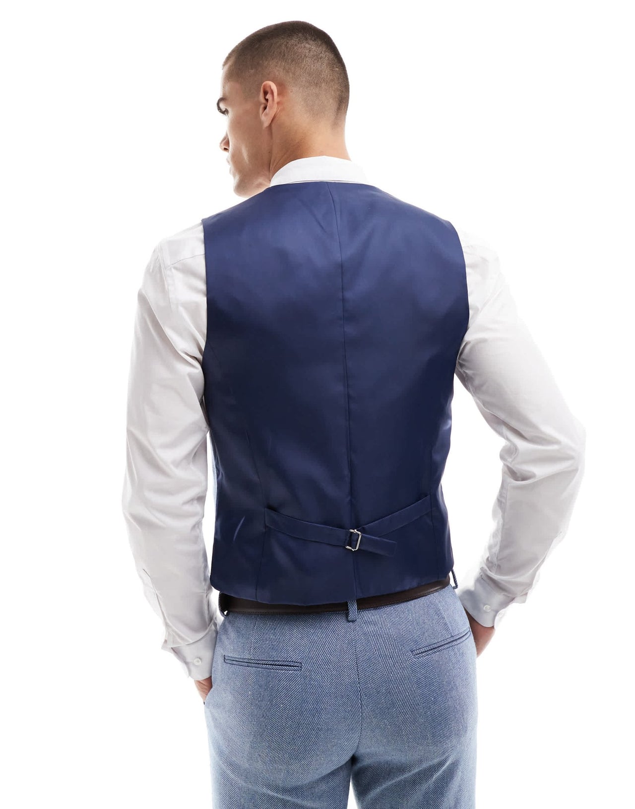 ASOS DESIGN skinny suit waistcoat with wool in blue - ASOS Sample Sale