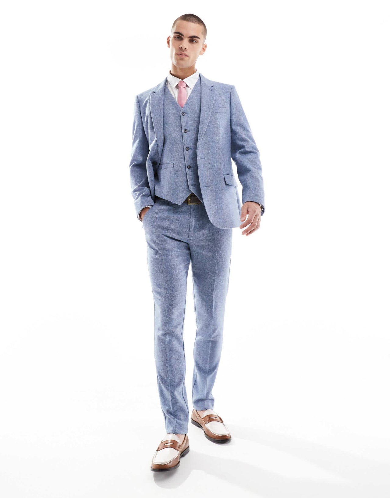 ASOS DESIGN skinny suit waistcoat with wool in blue - ASOS Sample Sale