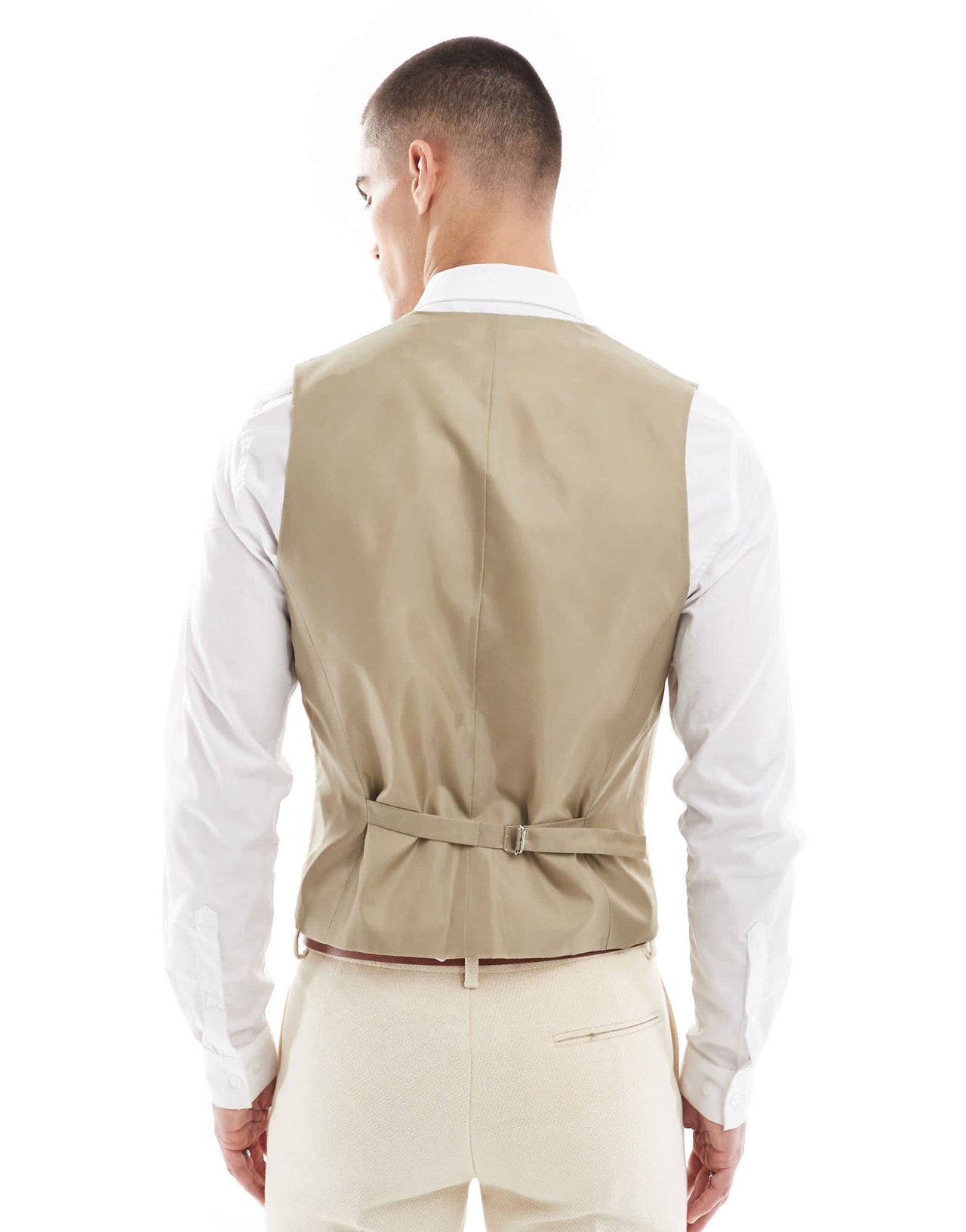 ASOS DESIGN skinny suit waistcoat wool mix in stone weave - ASOS Sample Sale