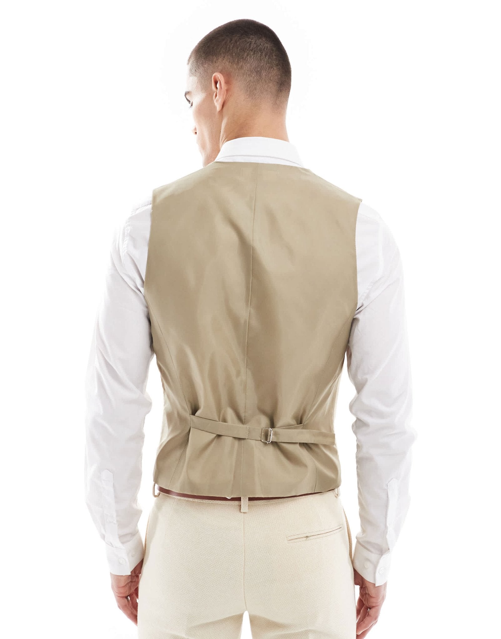 ASOS DESIGN skinny suit waistcoat wool mix in stone weave - ASOS Sample Sale