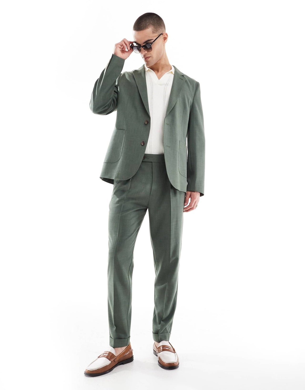 ASOS DESIGN skinny summer suit jacket in green crosshatch - ASOS Sample Sale