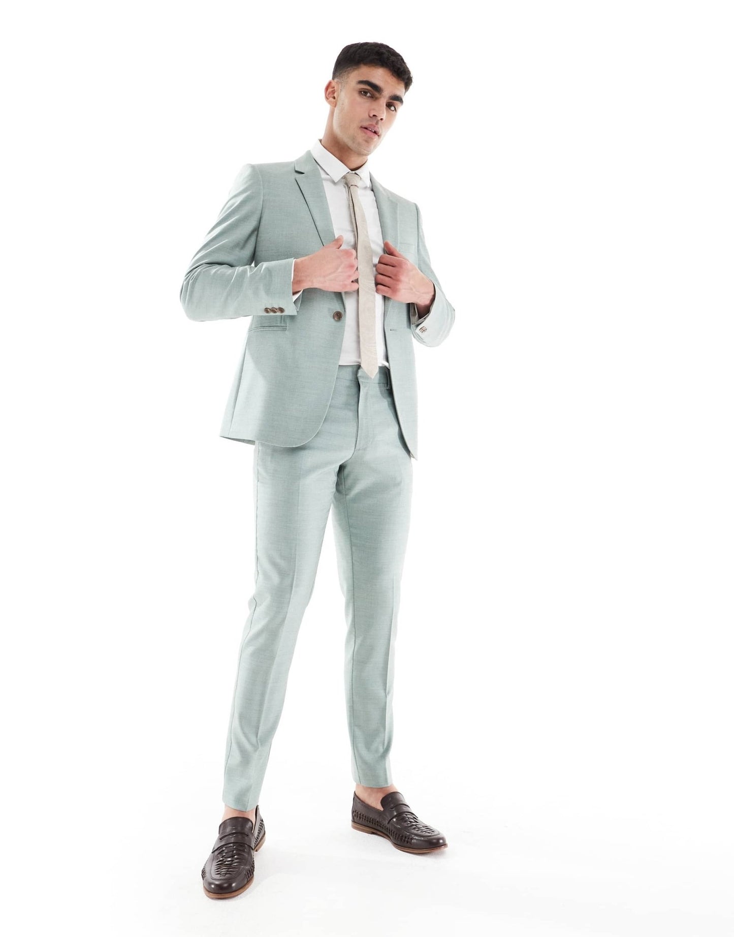 ASOS DESIGN skinny wedding suit trousers in green texture - ASOS Sample Sale