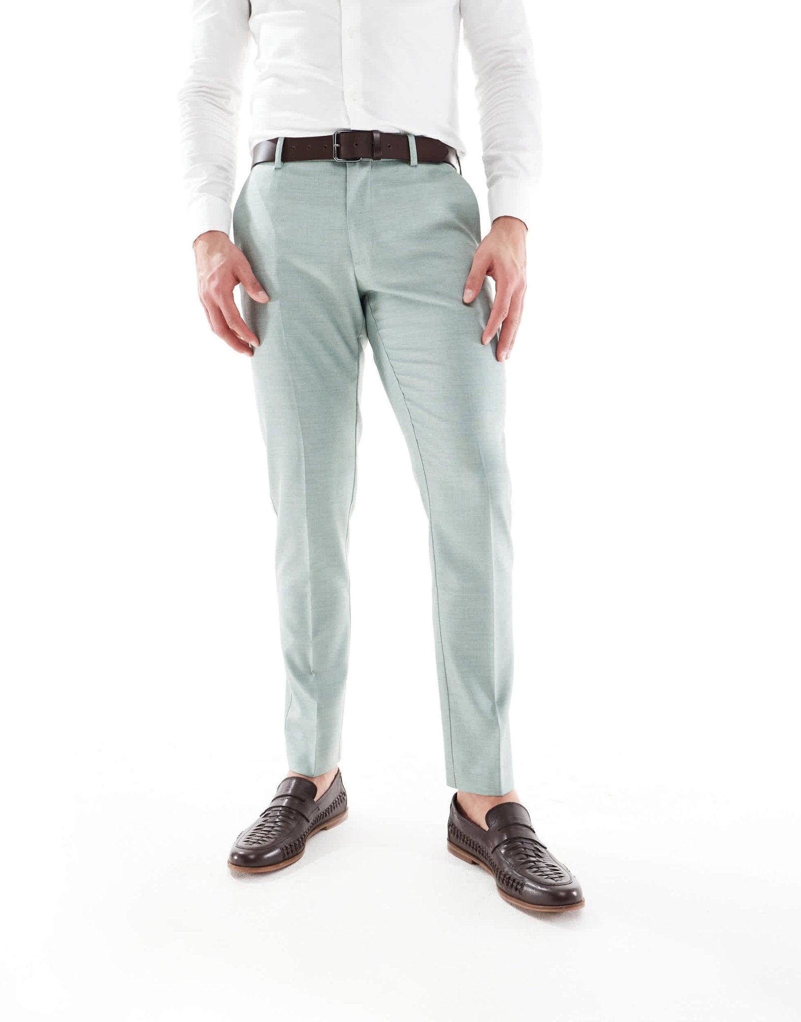 ASOS DESIGN skinny wedding suit trousers in green texture - ASOS Sample Sale