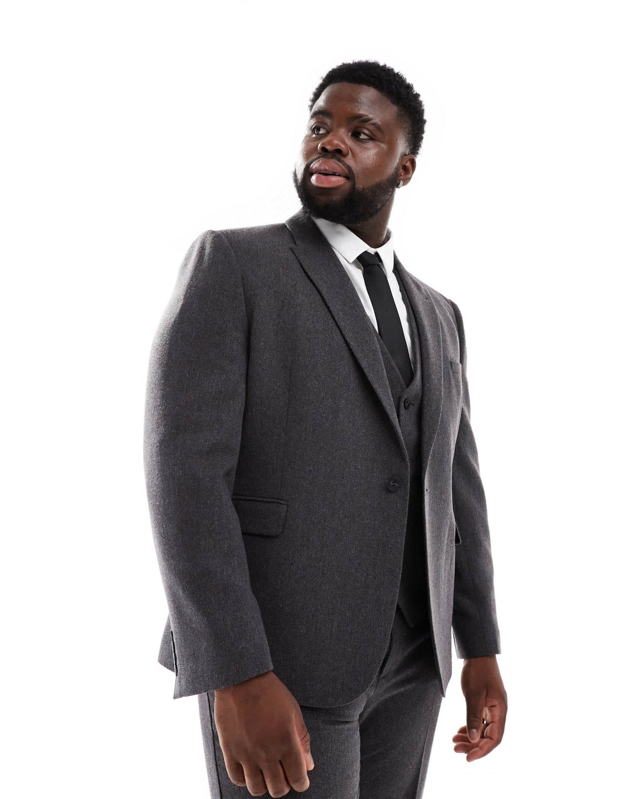 ASOS DESIGN skinny wool blend suit jacket in charcoal basket weave - ASOS Sample Sale