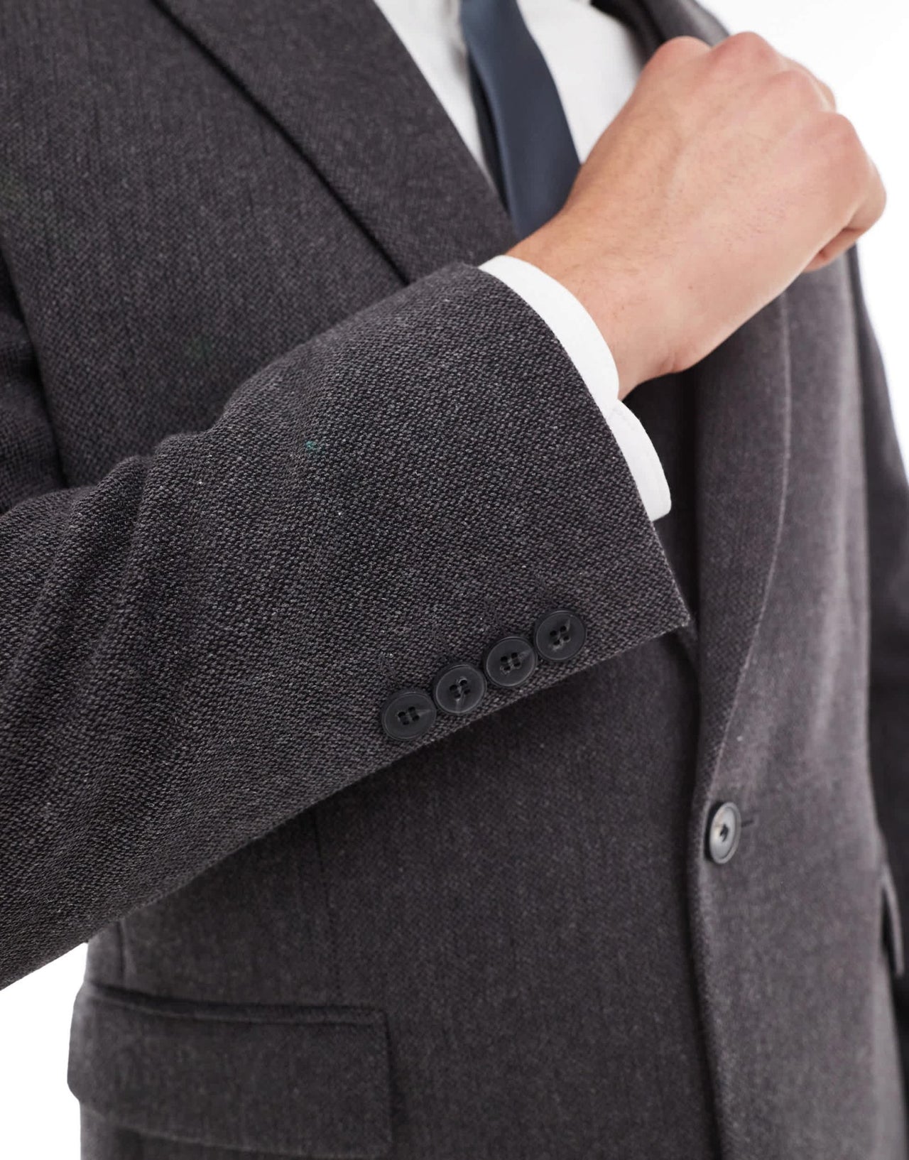 ASOS DESIGN skinny wool blend suit jacket in charcoal basket weave - ASOS Sample Sale