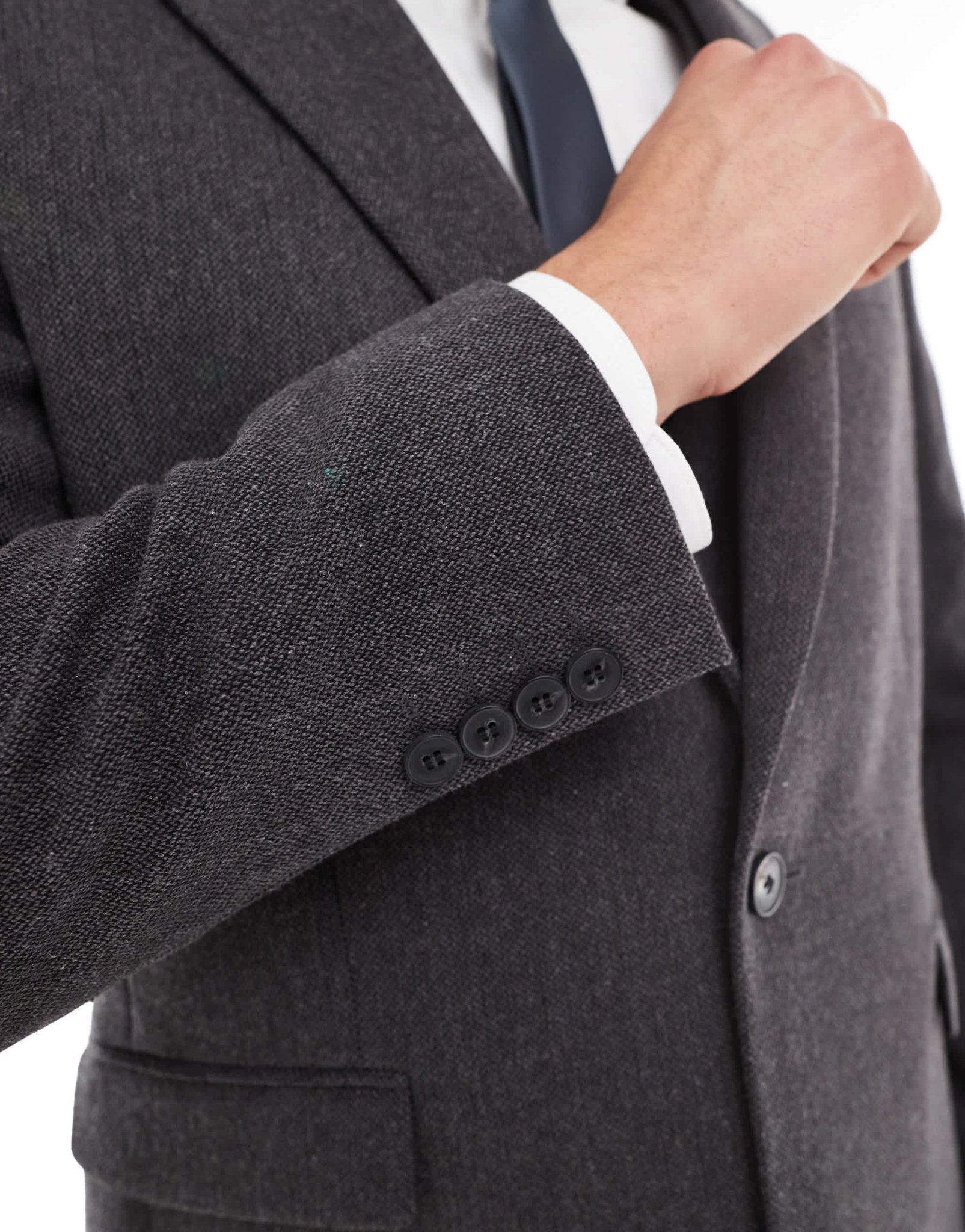 ASOS DESIGN skinny wool blend suit jacket in charcoal basket weave - ASOS Sample Sale