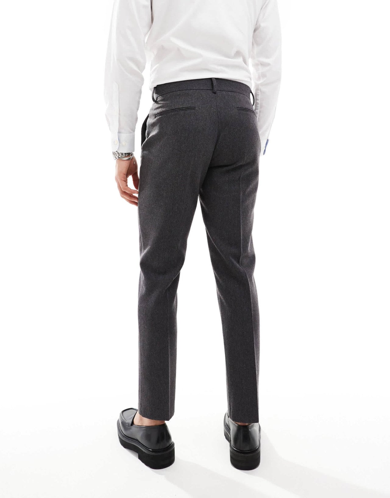 ASOS DESIGN skinny wool blend suit trousers in charcoal basket weave - ASOS Sample Sale