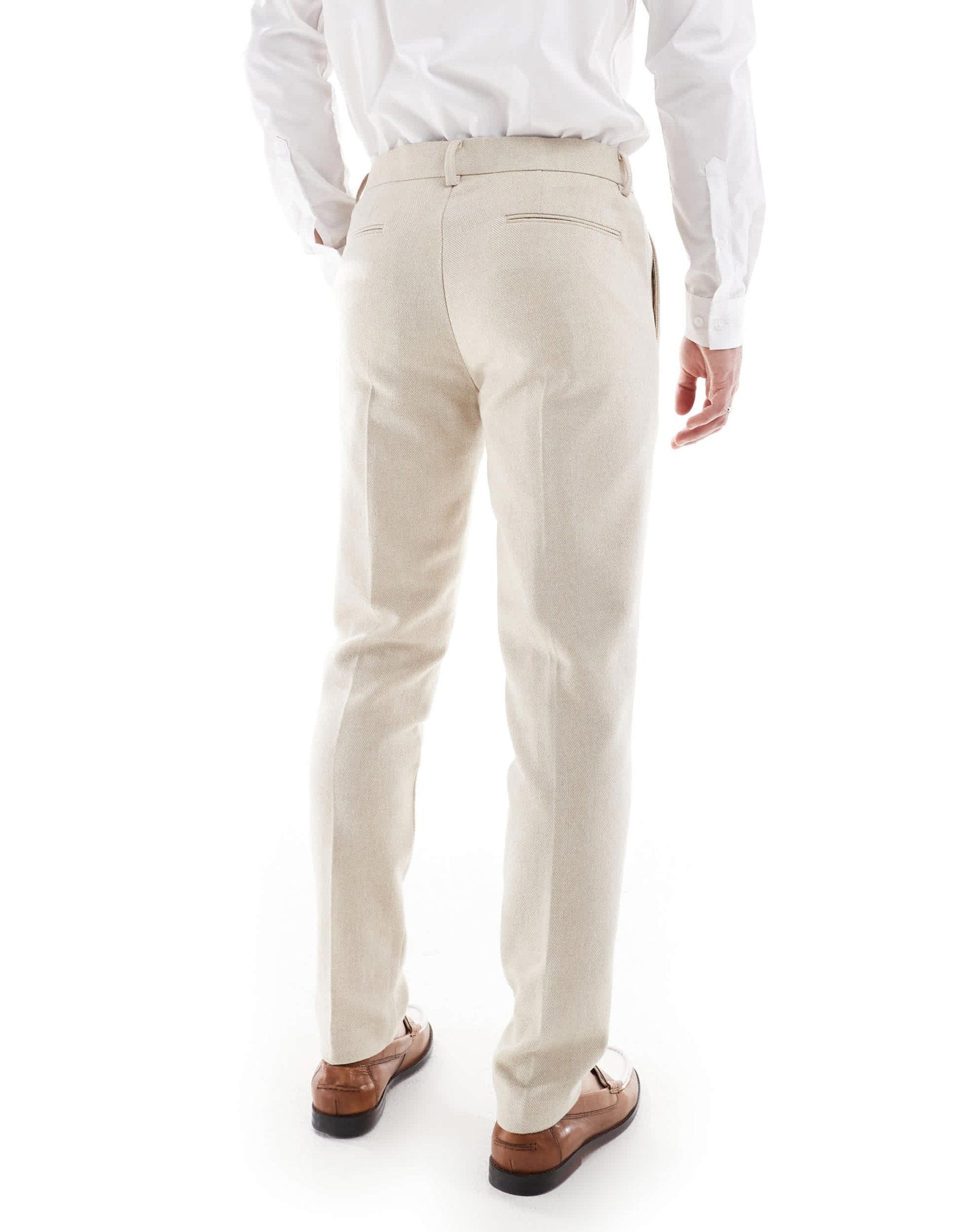ASOS DESIGN skinny wool blend suit trousers in stone herringbone - ASOS Sample Sale