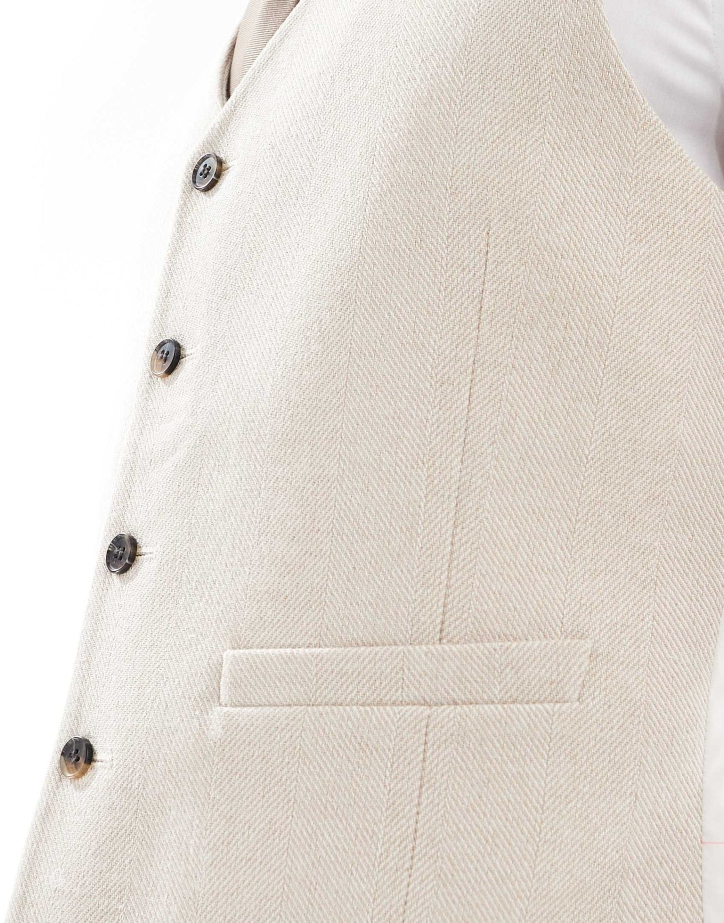 ASOS DESIGN skinny wool blend suit waistcoat in stone herringbone - ASOS Sample Sale