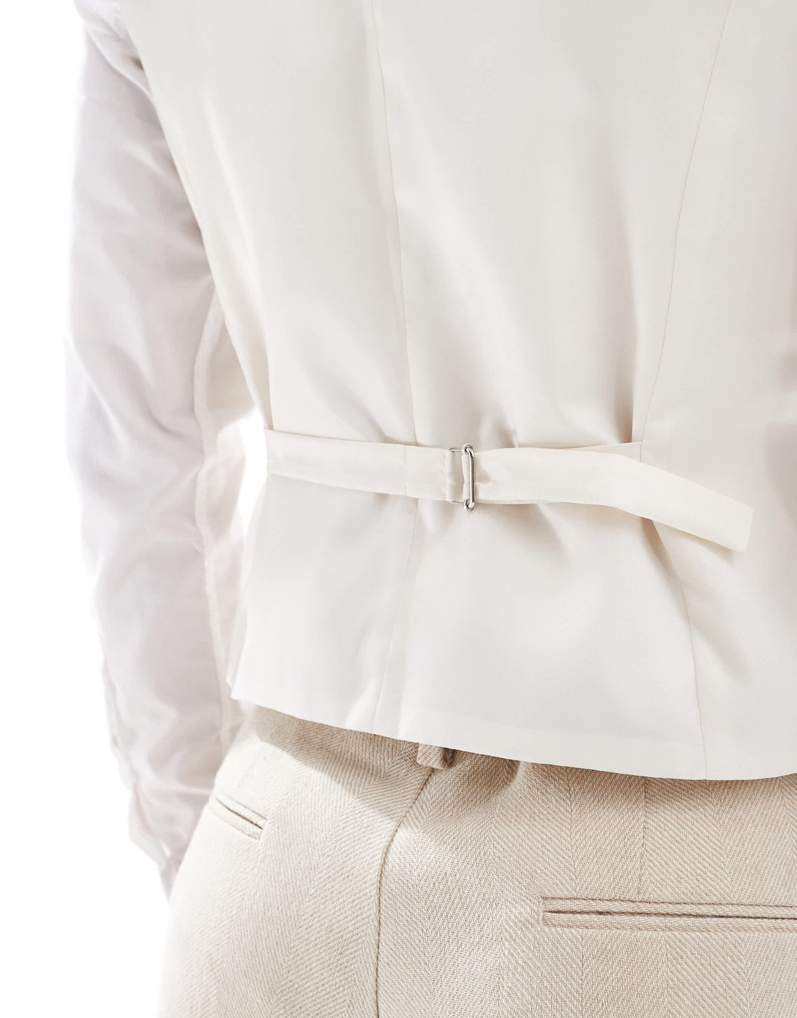 ASOS DESIGN skinny wool blend suit waistcoat in stone herringbone - ASOS Sample Sale