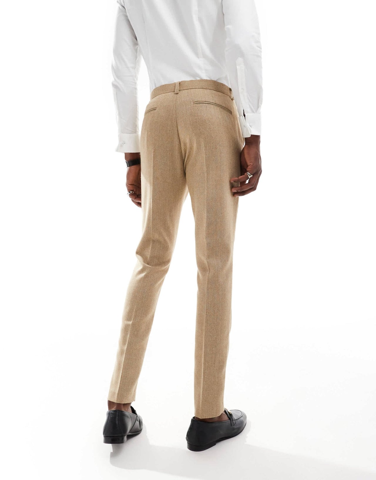 ASOS DESIGN skinny wool mix suit trouser in caramel basketweave texture - ASOS Sample Sale