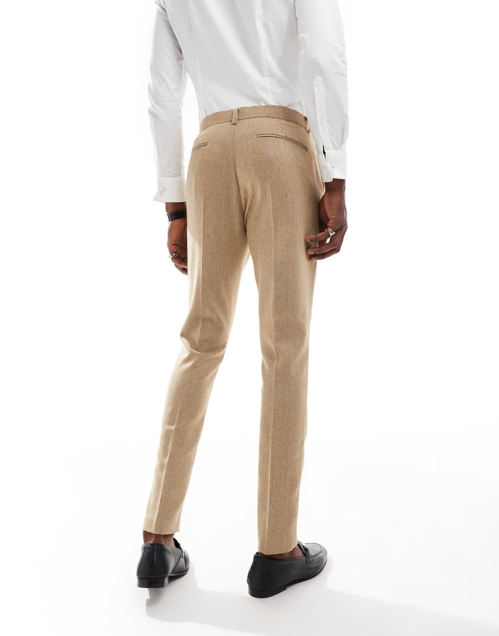 ASOS DESIGN skinny wool mix suit trouser in caramel basketweave texture - ASOS Sample Sale