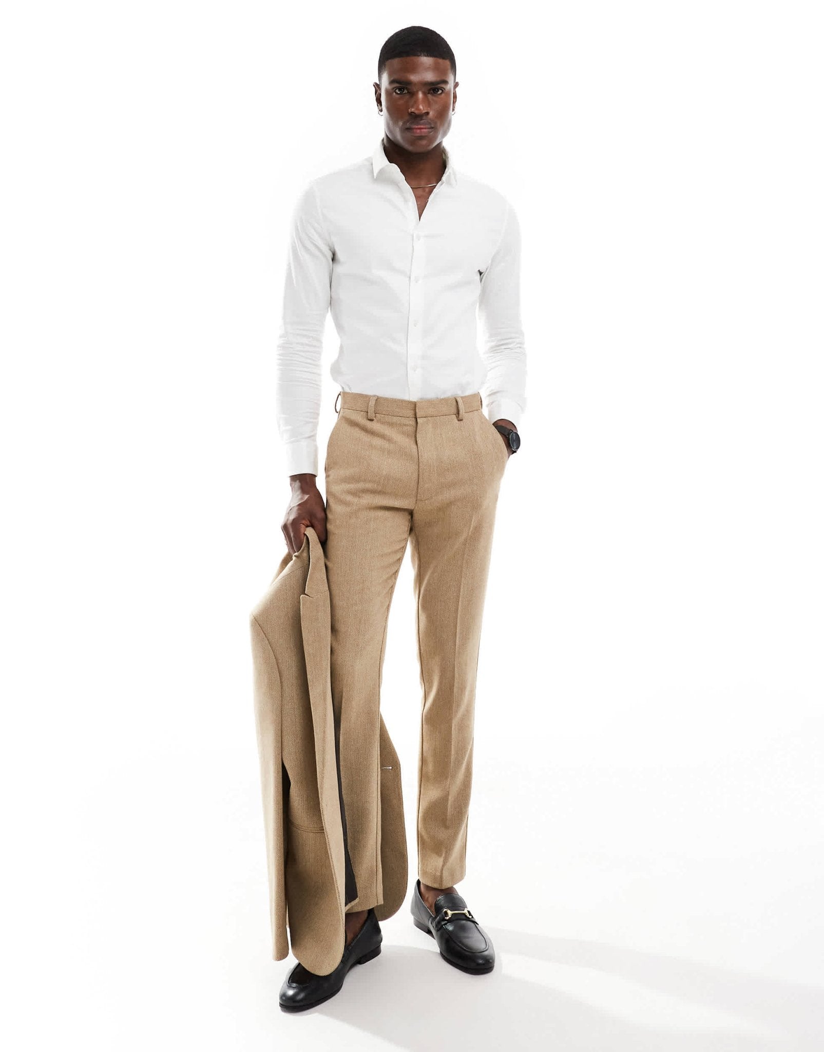 ASOS DESIGN skinny wool mix suit trouser in caramel basketweave texture - ASOS Sample Sale