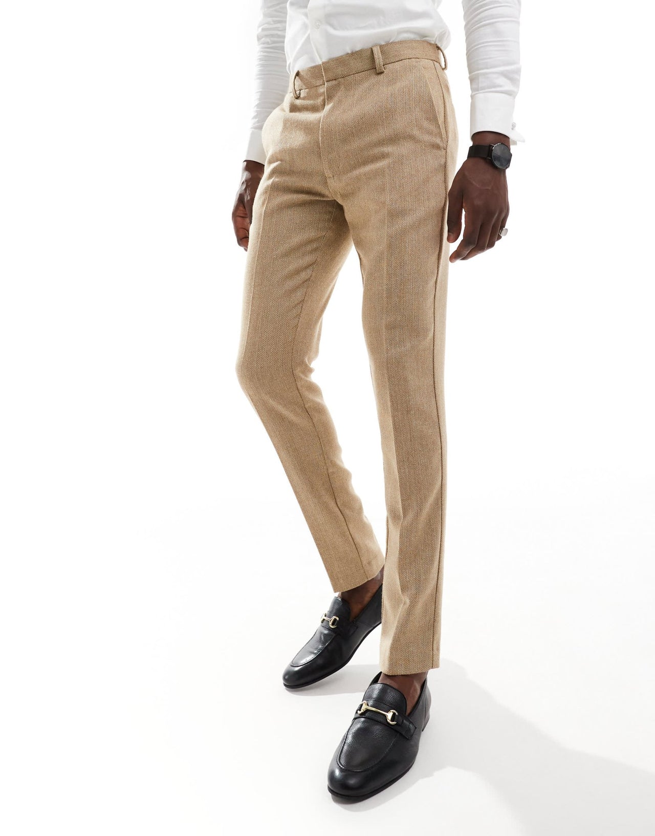 ASOS DESIGN skinny wool mix suit trouser in caramel basketweave texture - ASOS Sample Sale