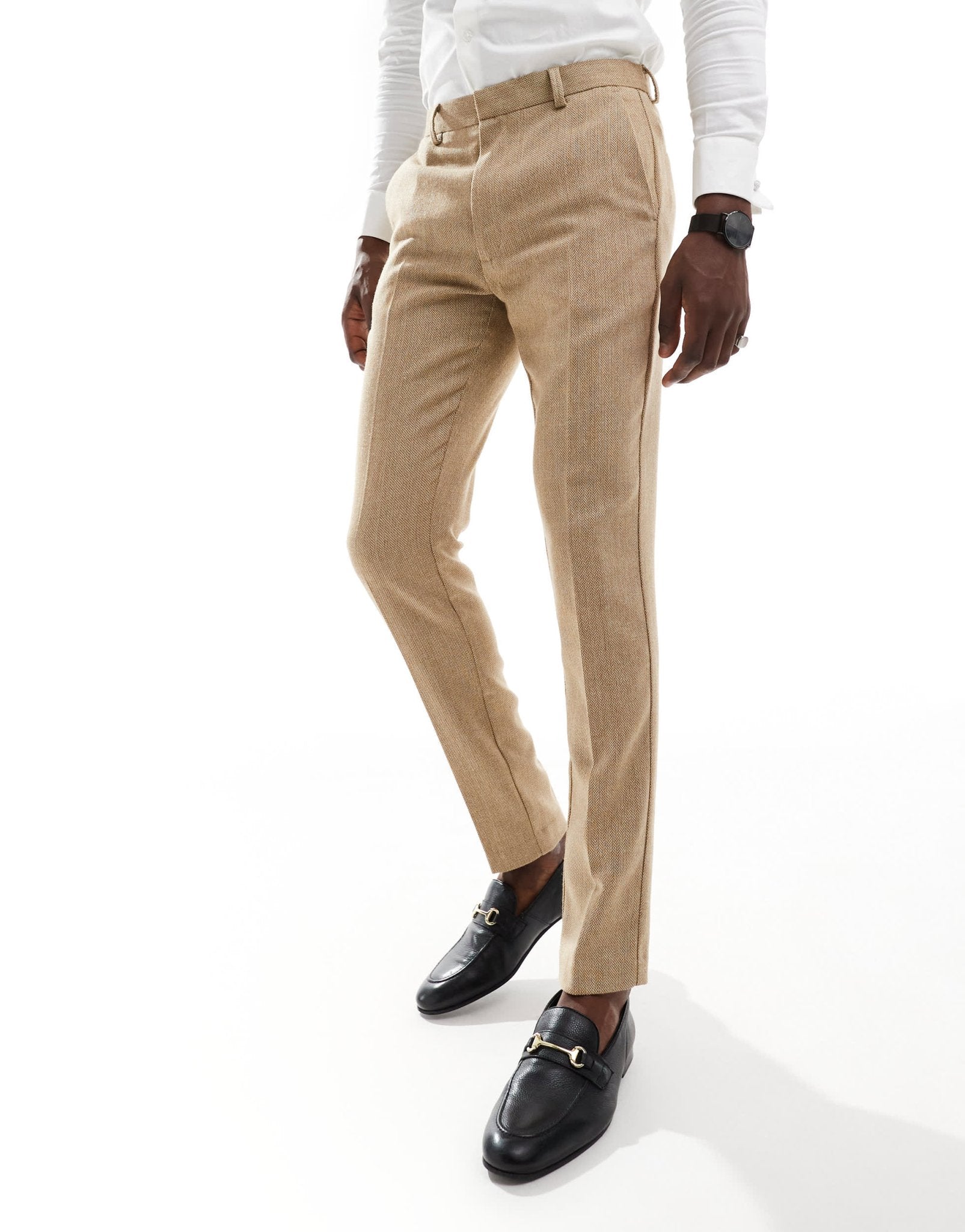 ASOS DESIGN skinny wool mix suit trouser in caramel basketweave texture - ASOS Sample Sale