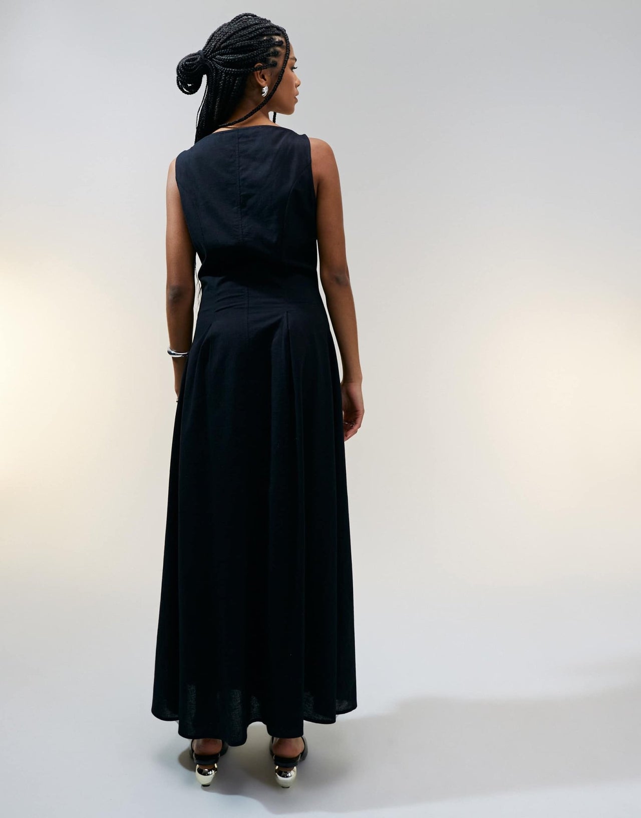 ASOS DESIGN slash neck button down waistcoat maxi dress black - ASOS Sample Sale